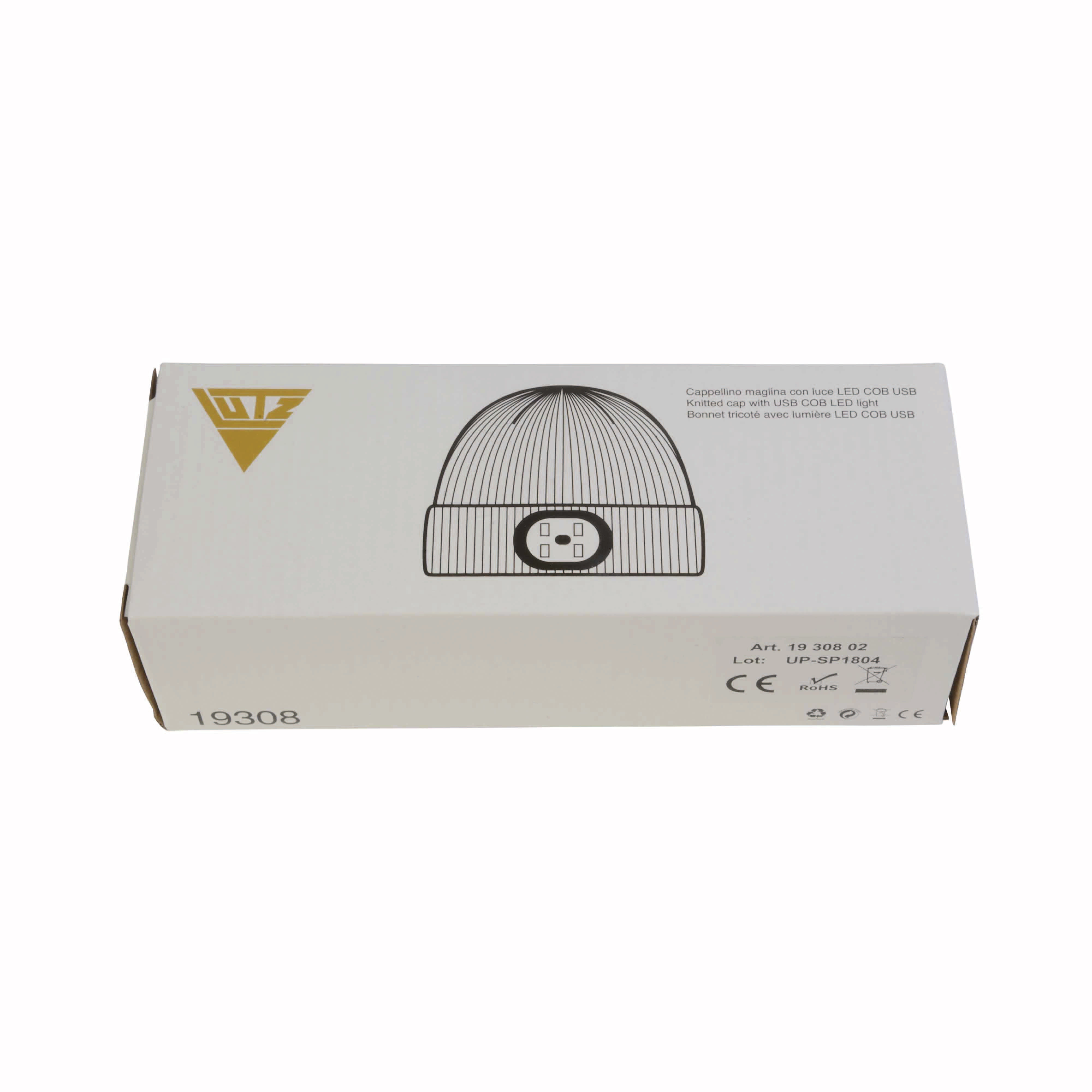 Immagine Cappellino in maglia 100% acrilico pesante con luce LED removibile e ricaricabile USB