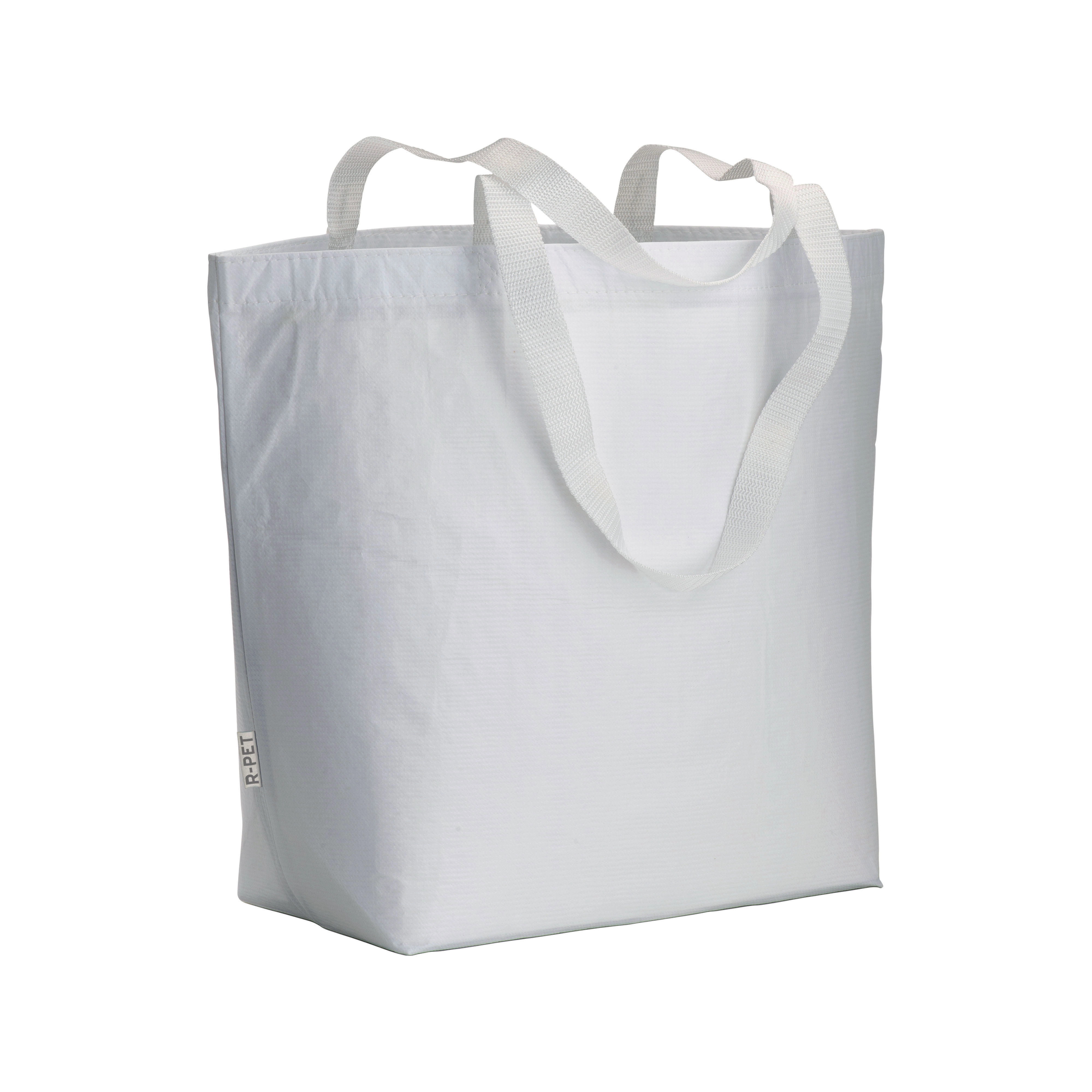 Immagine Shopper in R-PET laminato con soffietto alla base - manici lunghi in poliestere