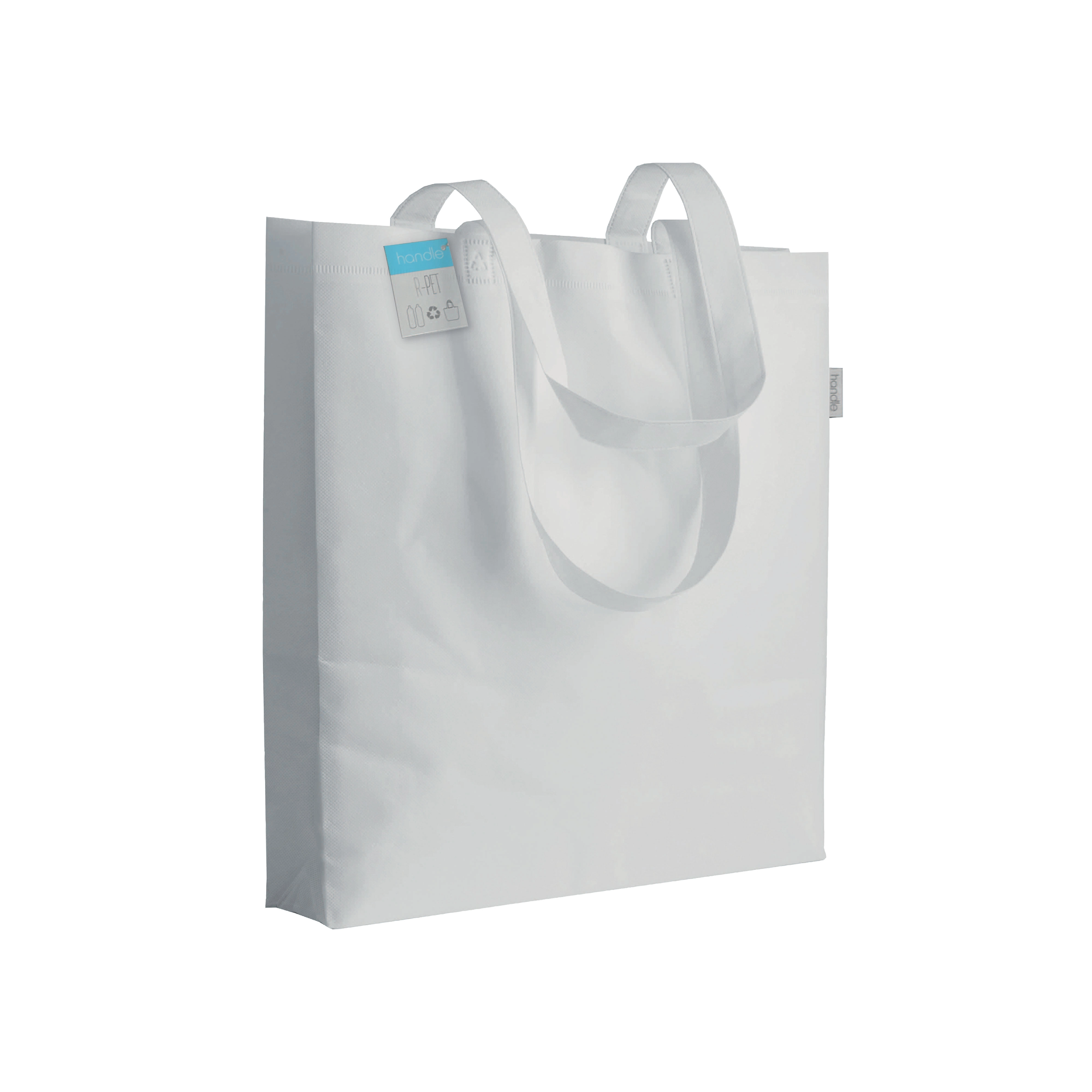 Immagine Shopper con soffietto in R-PET(PET riciclato) adatta per stampa sublimatica, manici lunghi