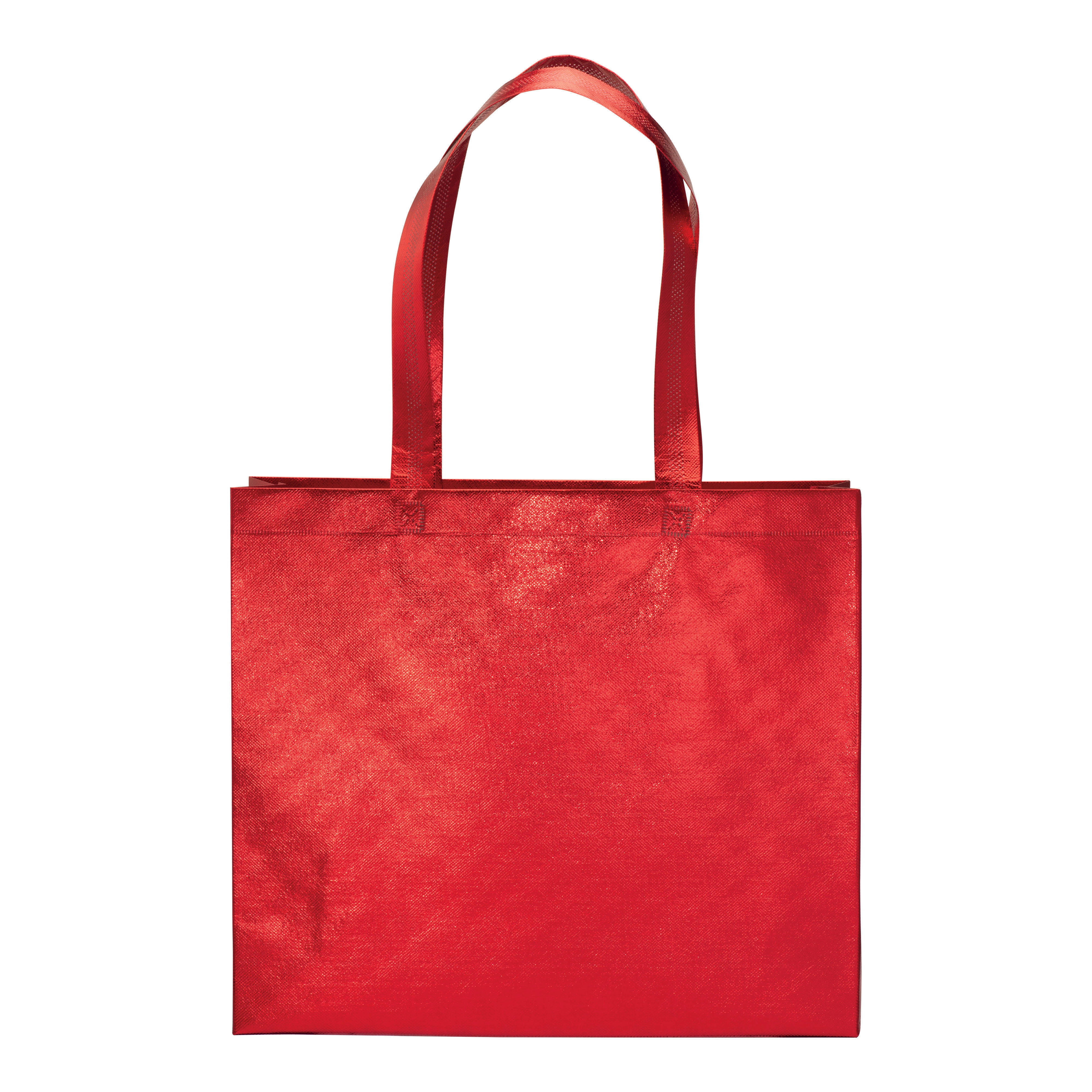 Immagine Shopper in TNT laminato metallizzata, manici lunghi e soffietto