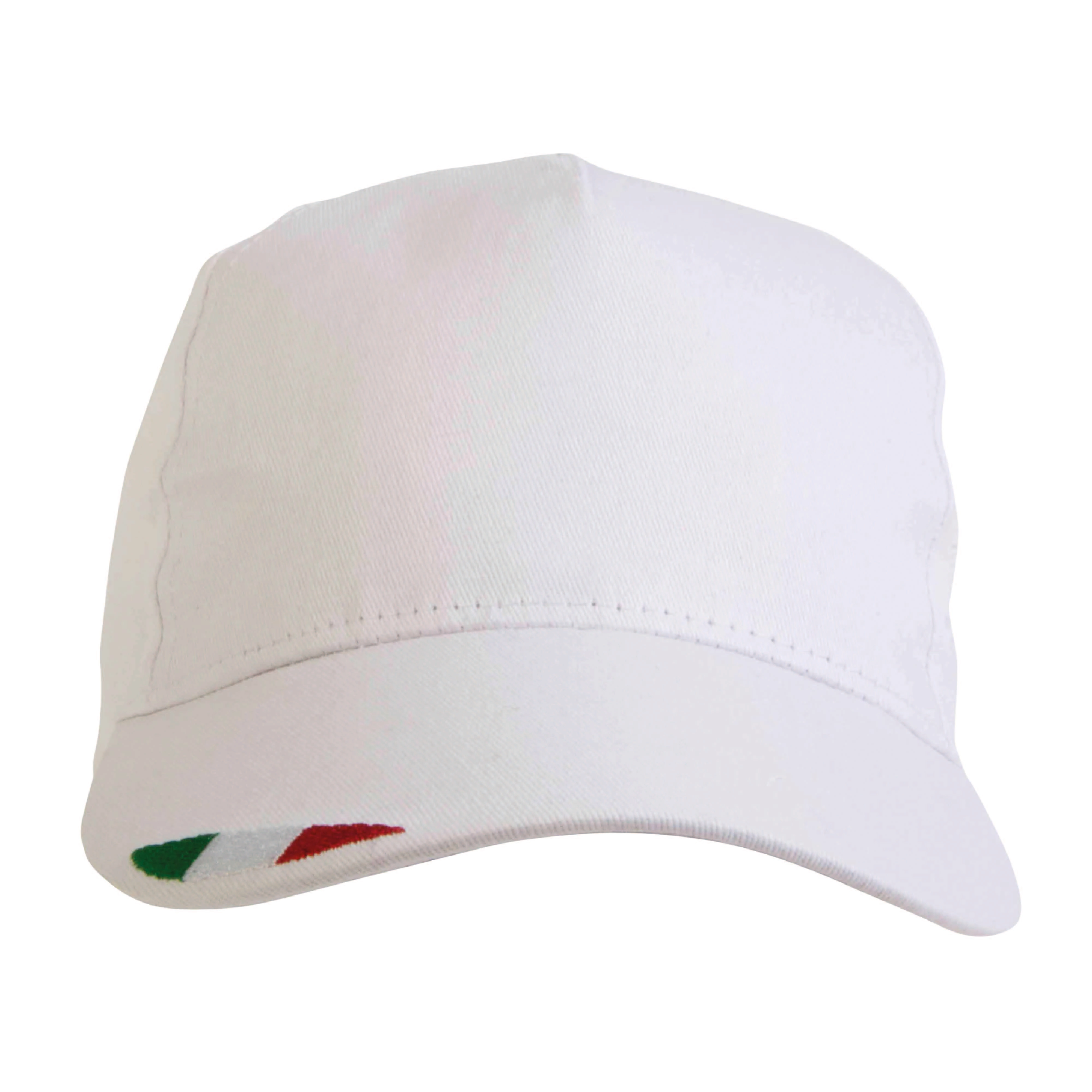 Immagine Cappellino in cotone, 5 pannelli con ricamo tricolore