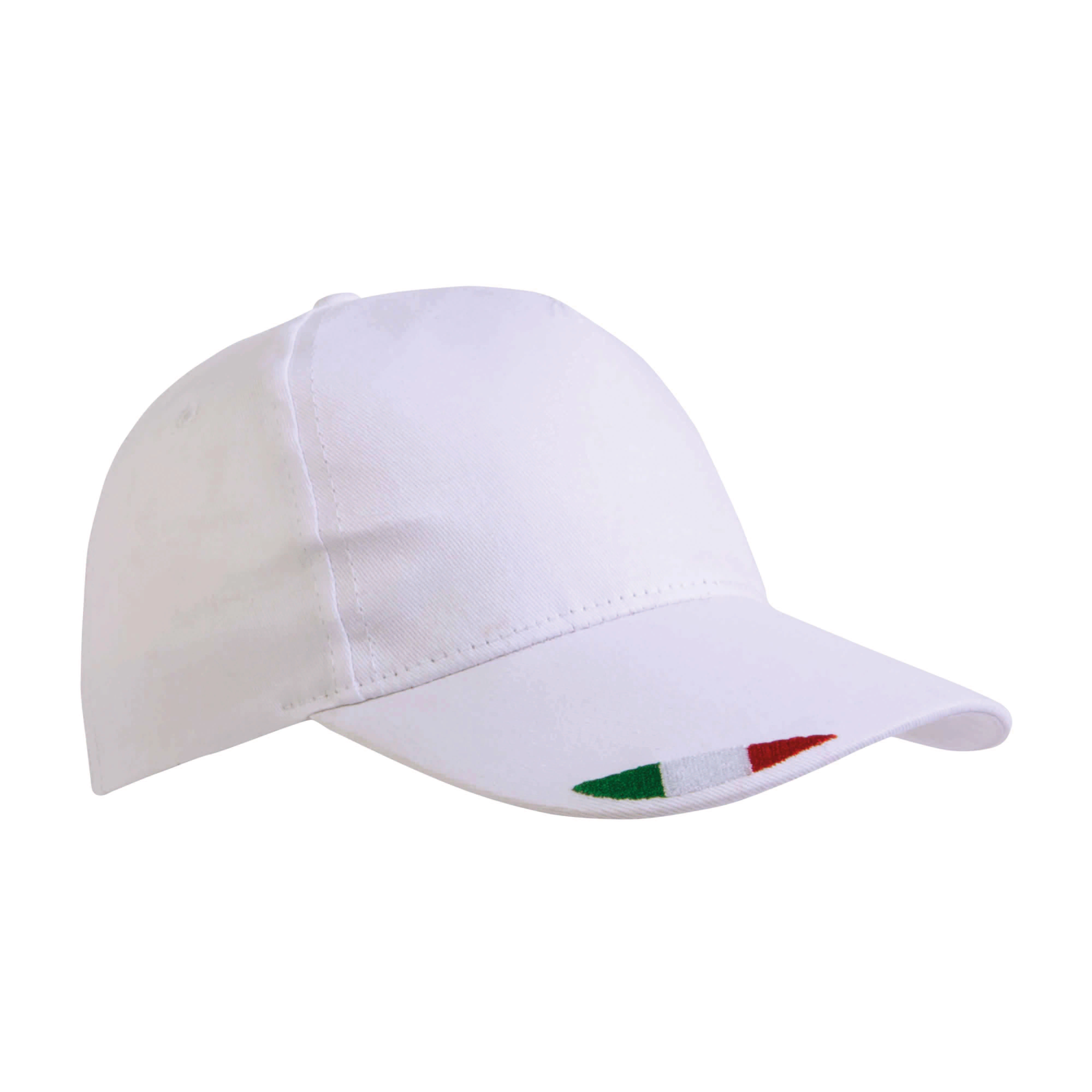 Immagine Cappellino in cotone, 5 pannelli con ricamo tricolore