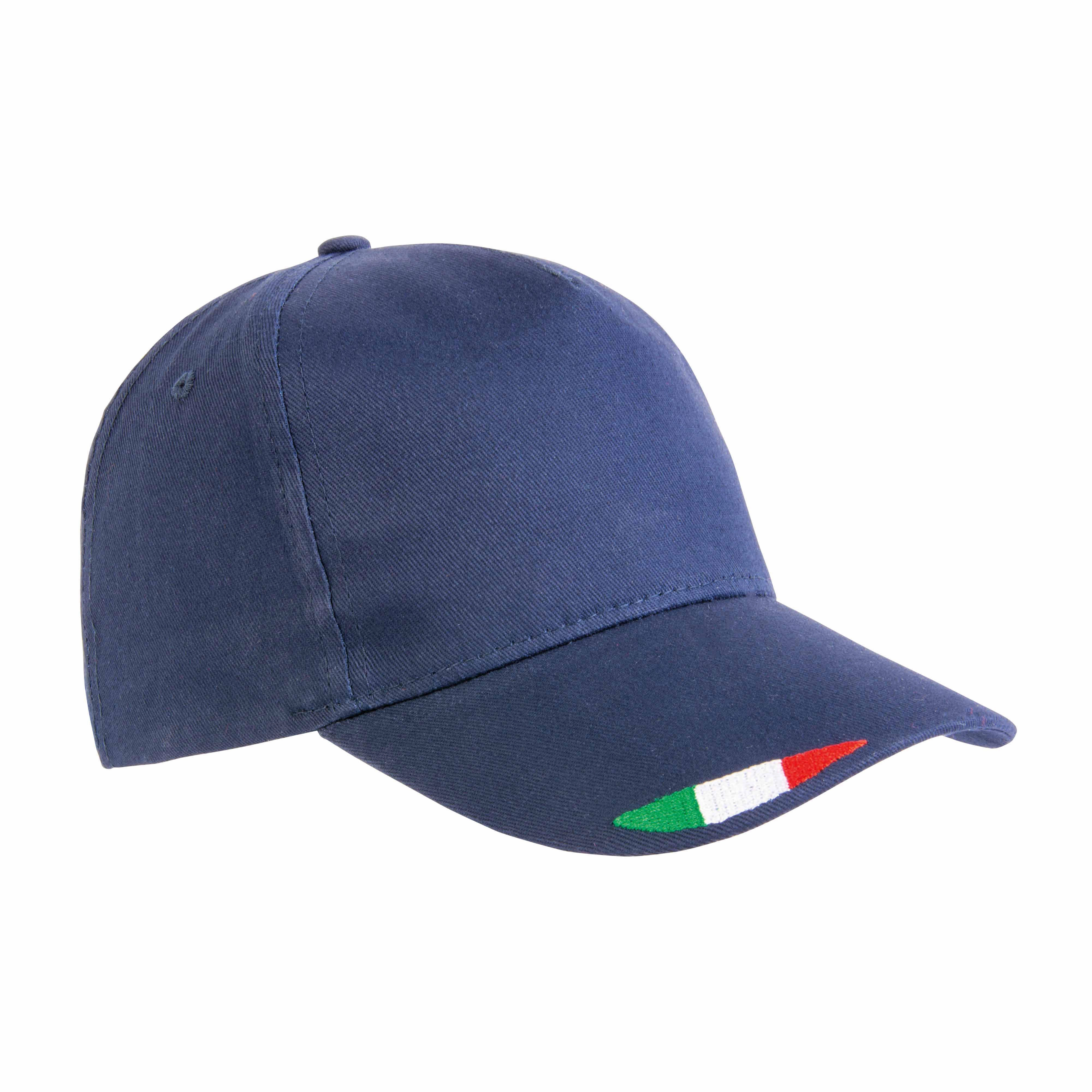 Immagine Cappellino in cotone, 5 pannelli con ricamo tricolore