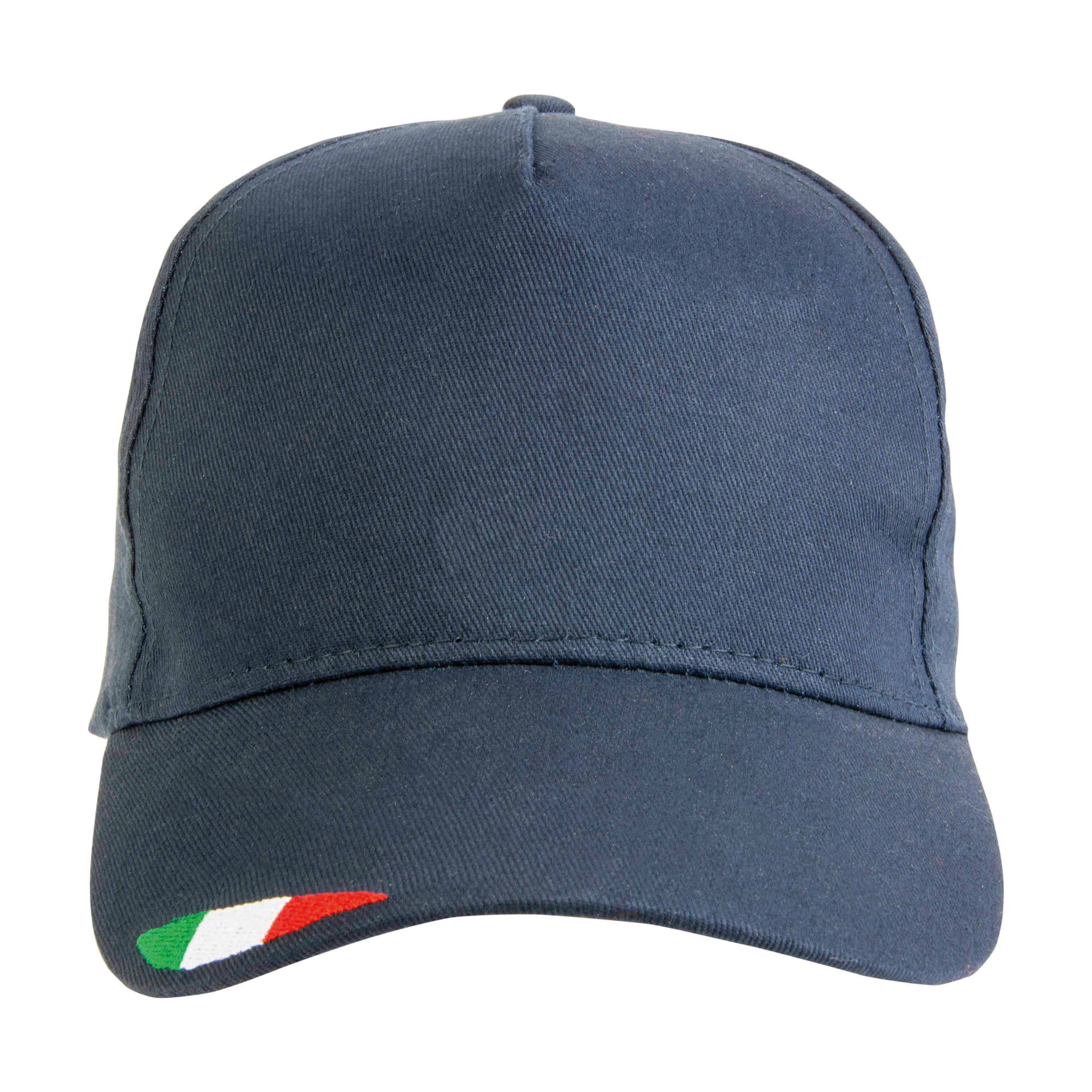 Immagine Cappellino in cotone, 5 pannelli con ricamo tricolore