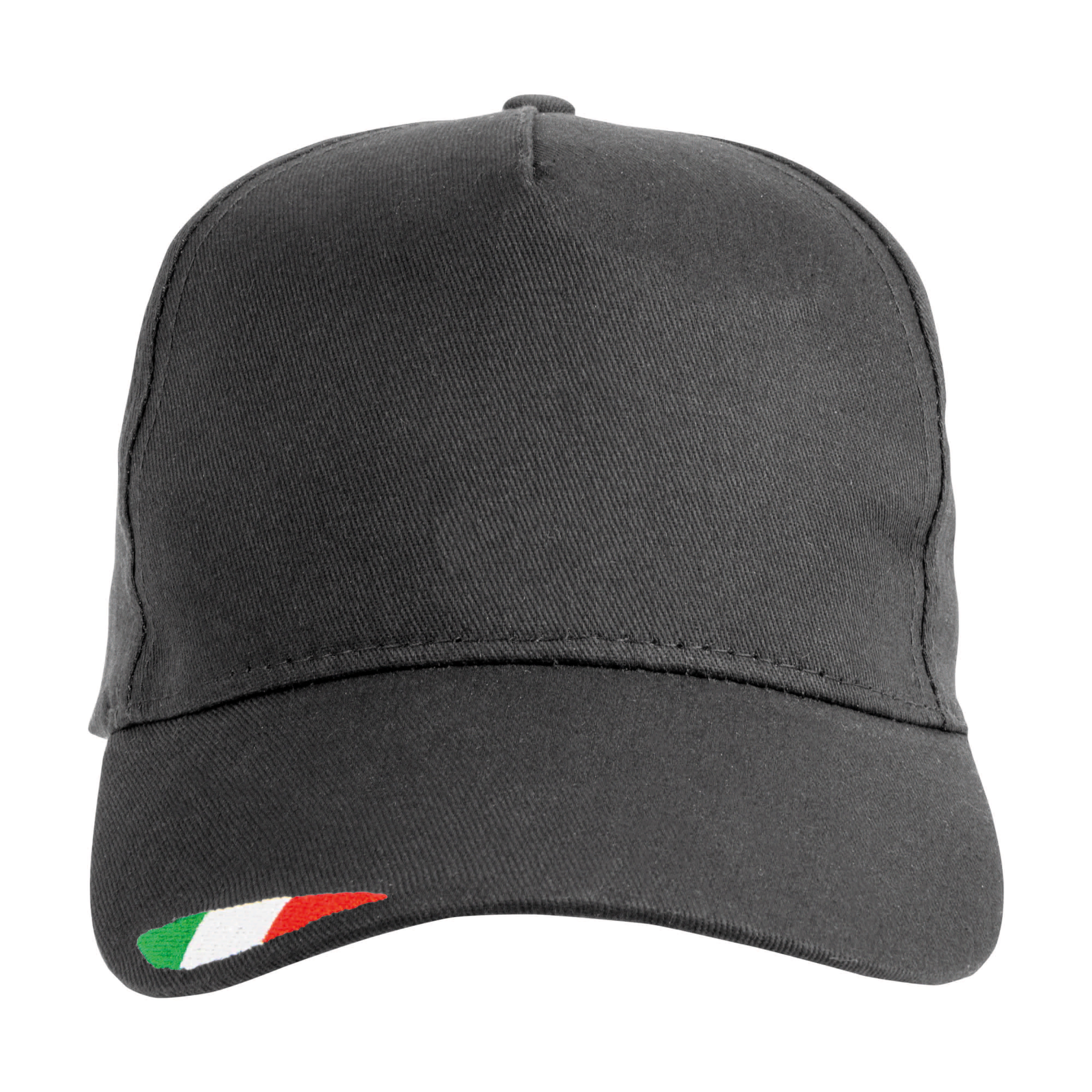 Immagine Cappellino in cotone, 5 pannelli con ricamo tricolore