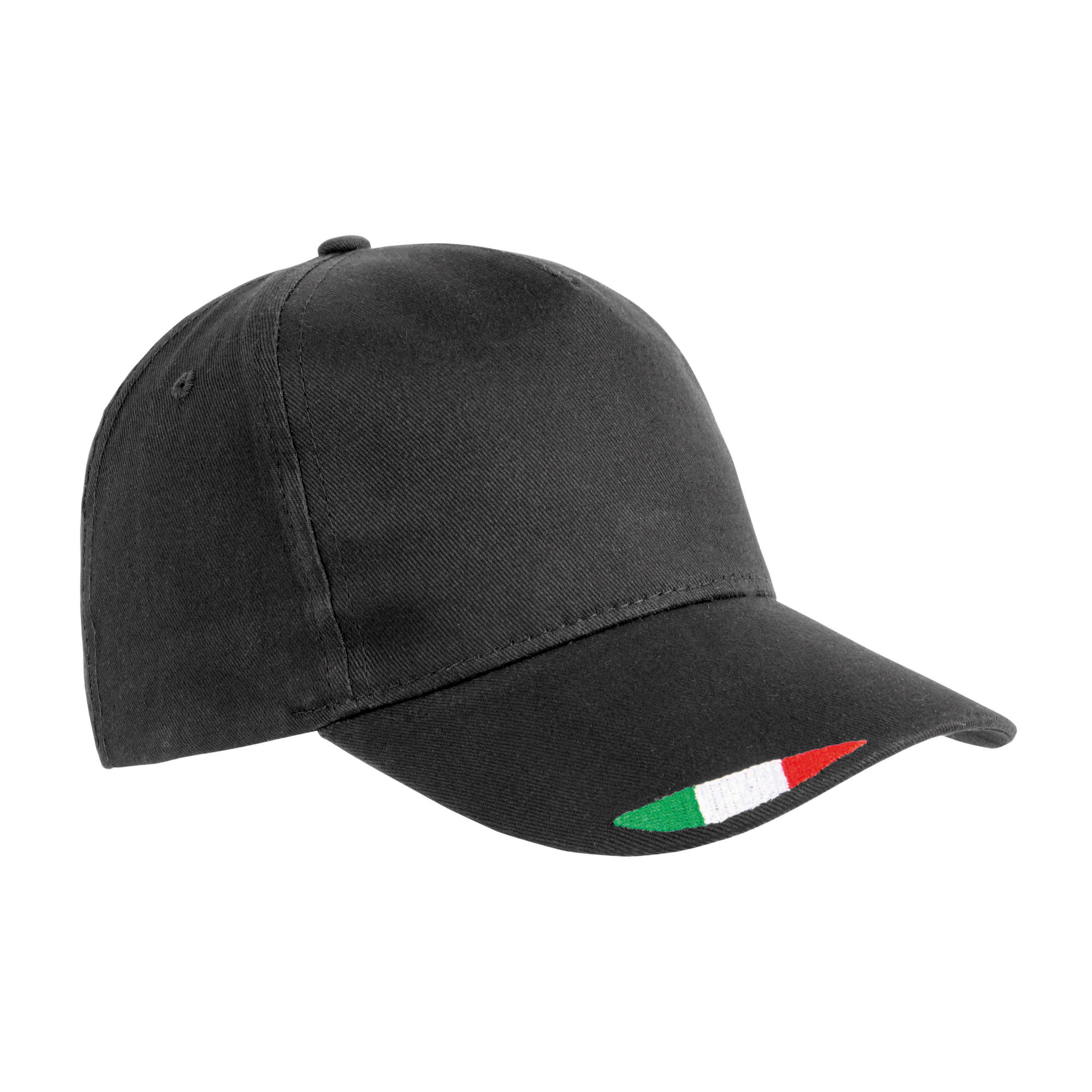Immagine Cappellino in cotone, 5 pannelli con ricamo tricolore