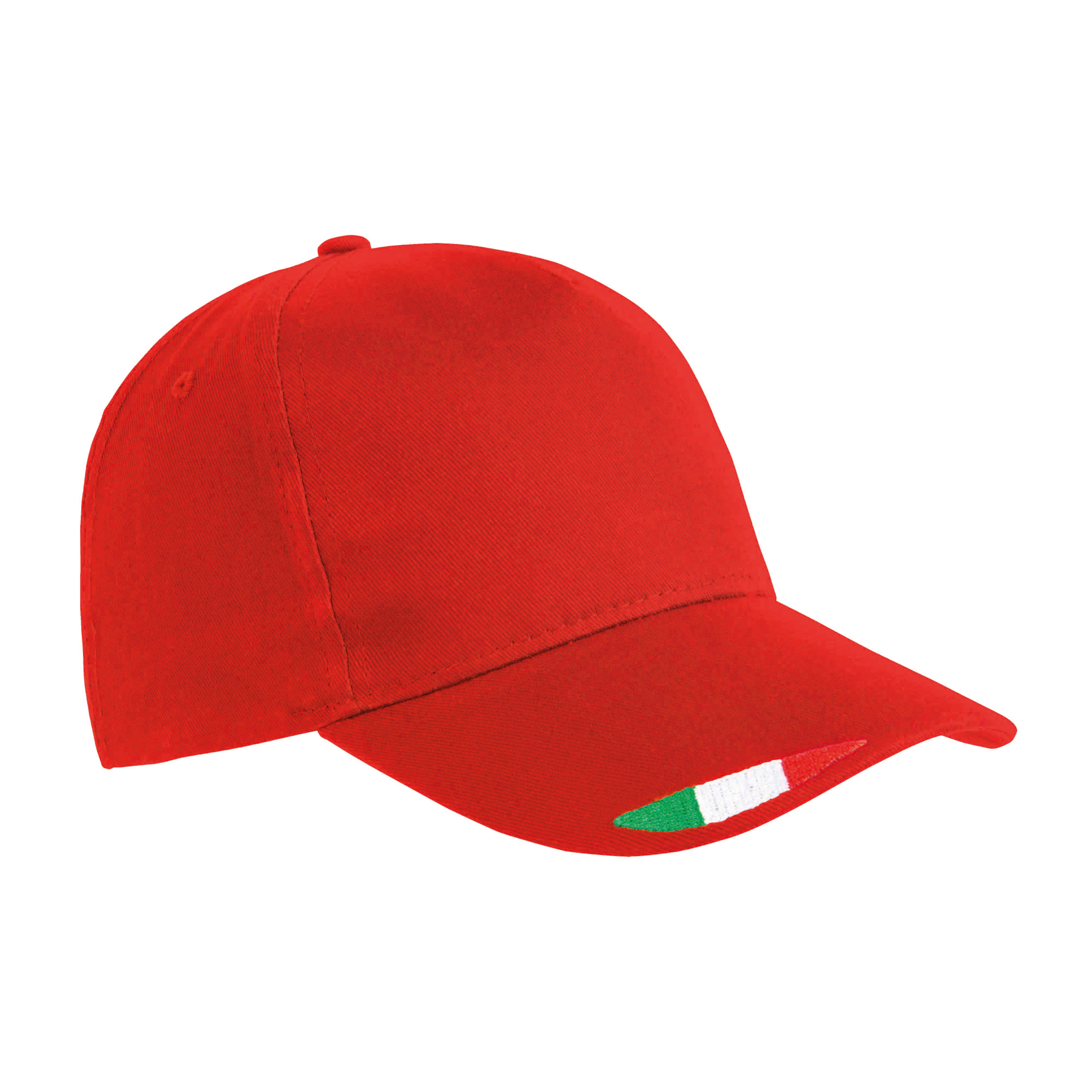 Immagine Cappellino in cotone, 5 pannelli con ricamo tricolore