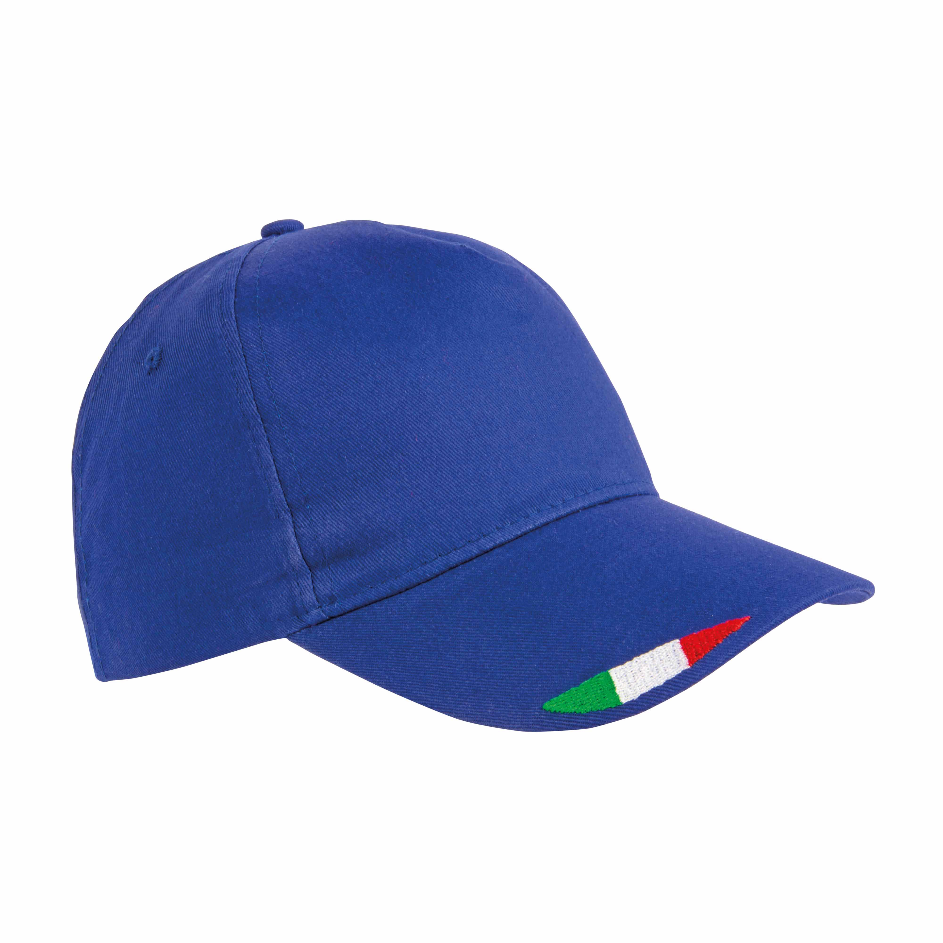 Immagine Cappellino in cotone, 5 pannelli con ricamo tricolore