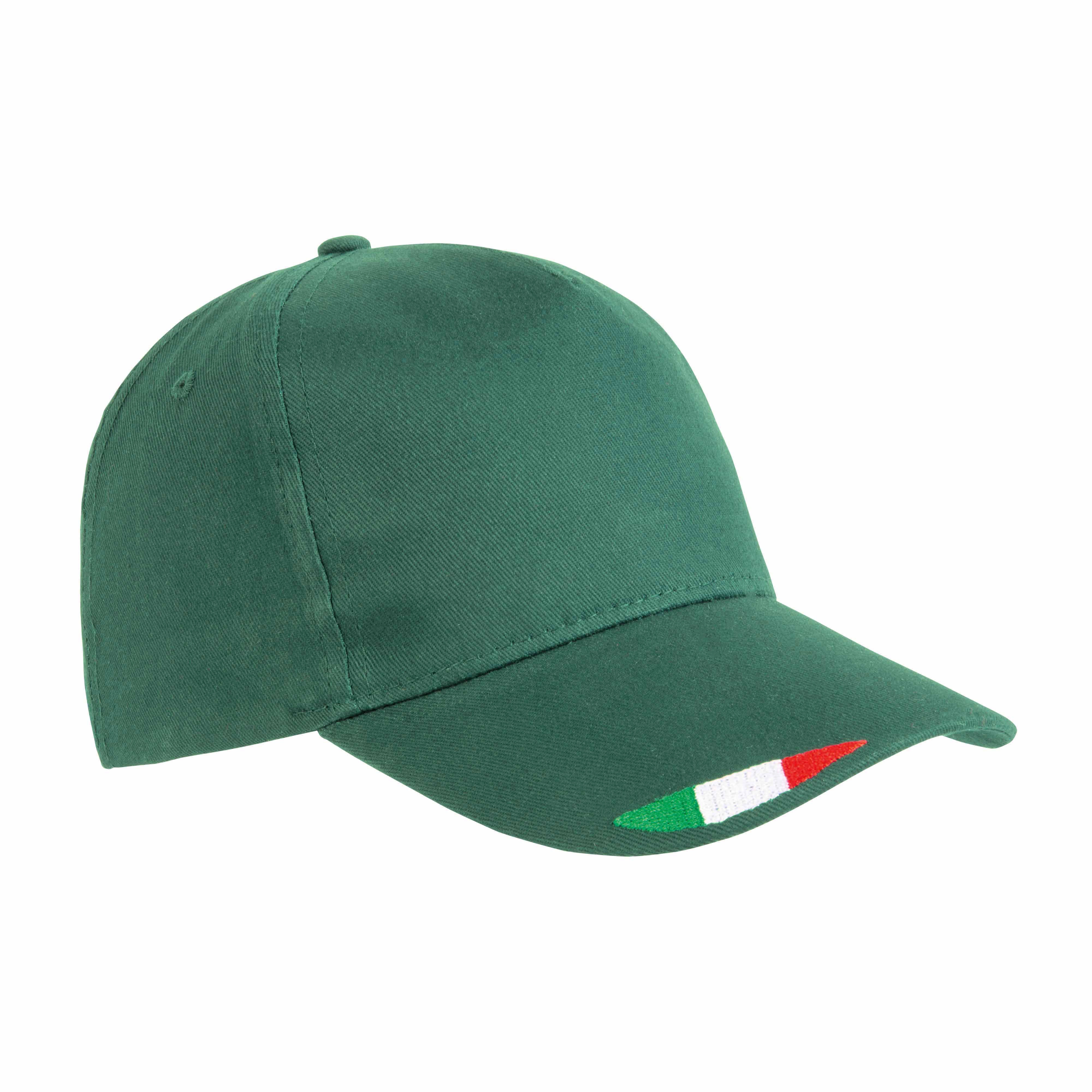 Immagine Cappellino in cotone, 5 pannelli con ricamo tricolore