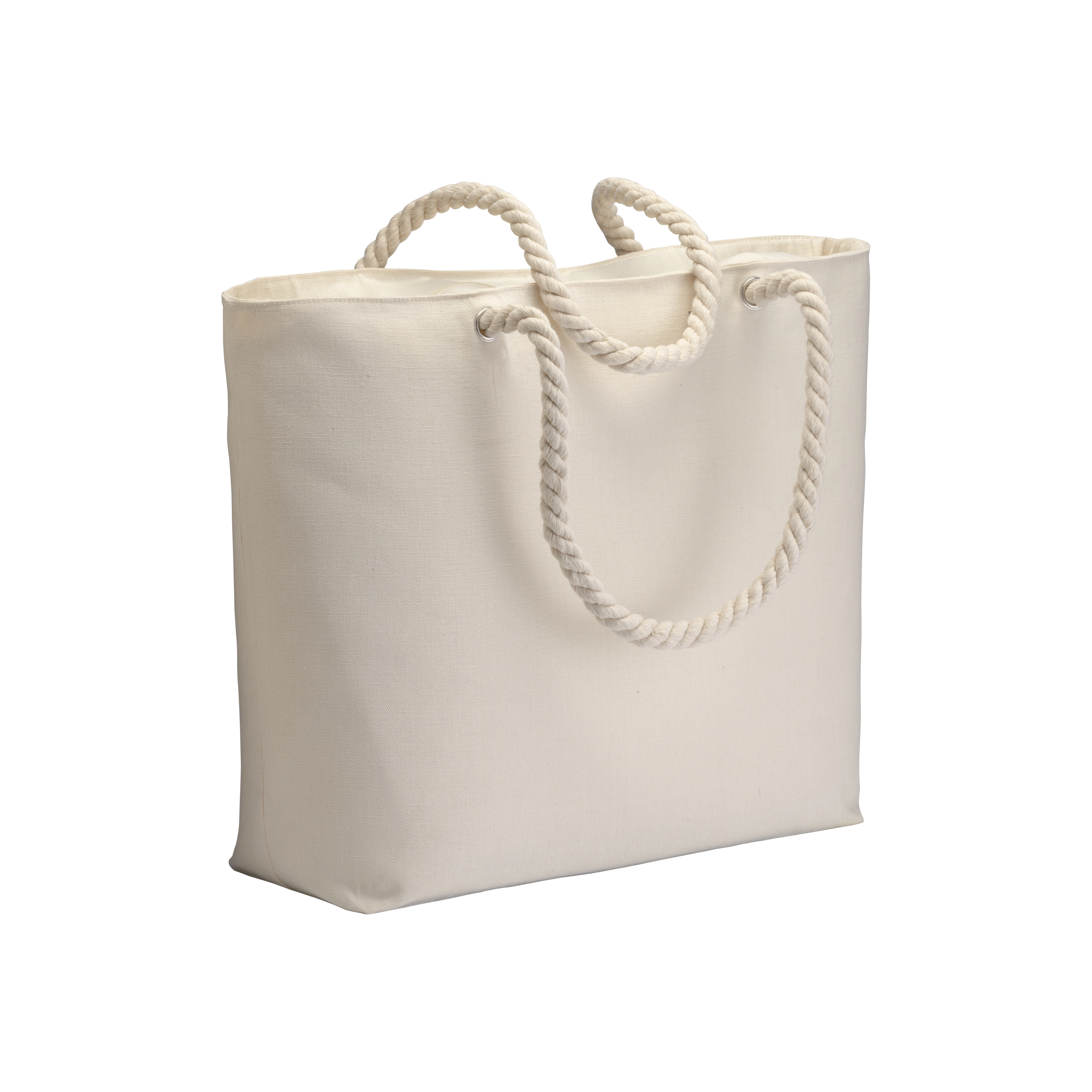 Immagine Borsa mare in cotone 220 g/m2, con zip, manici in corda e soffietto