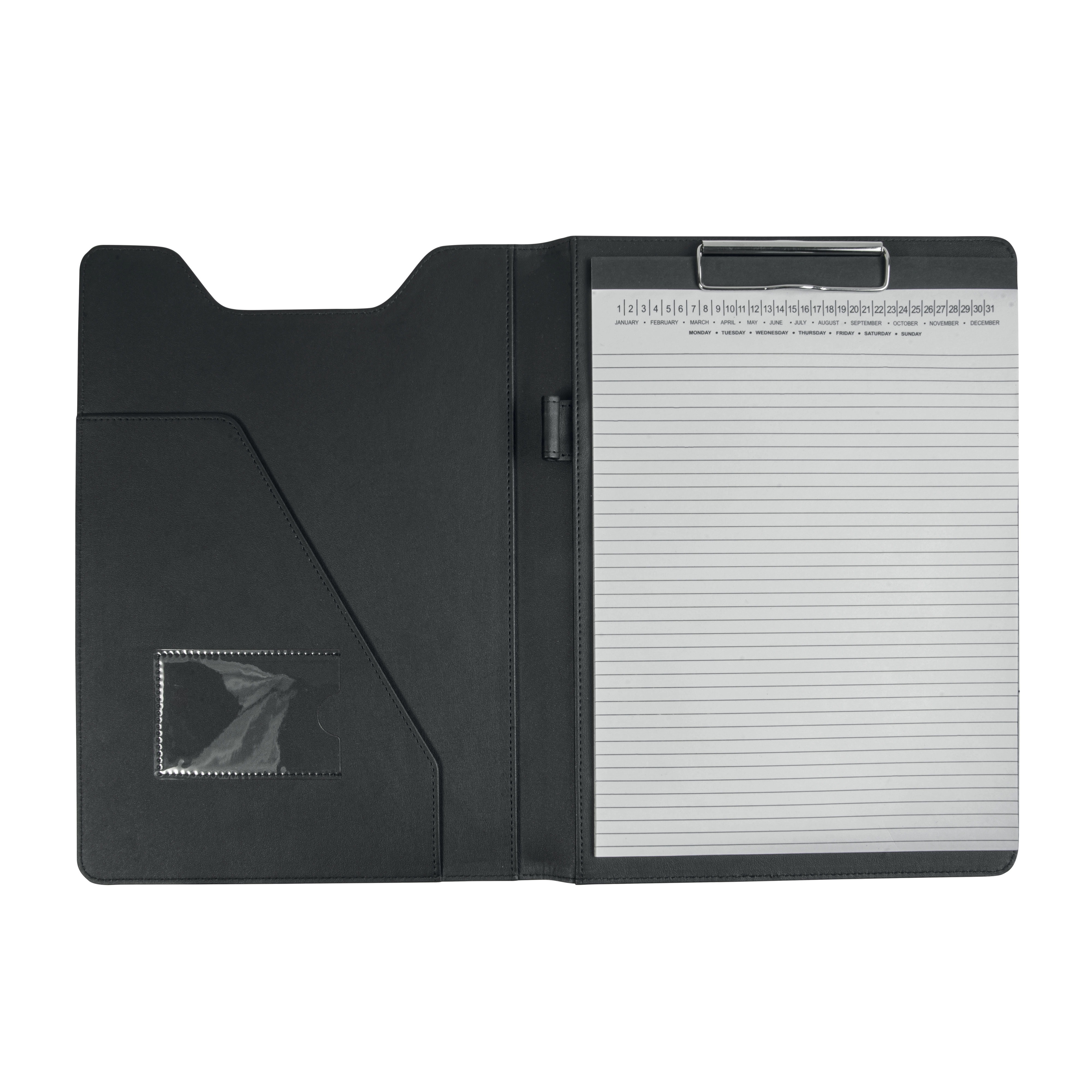 Immagine Cartella portablocco in PU. Blocco di 20 fogli a righe, molla in metallo