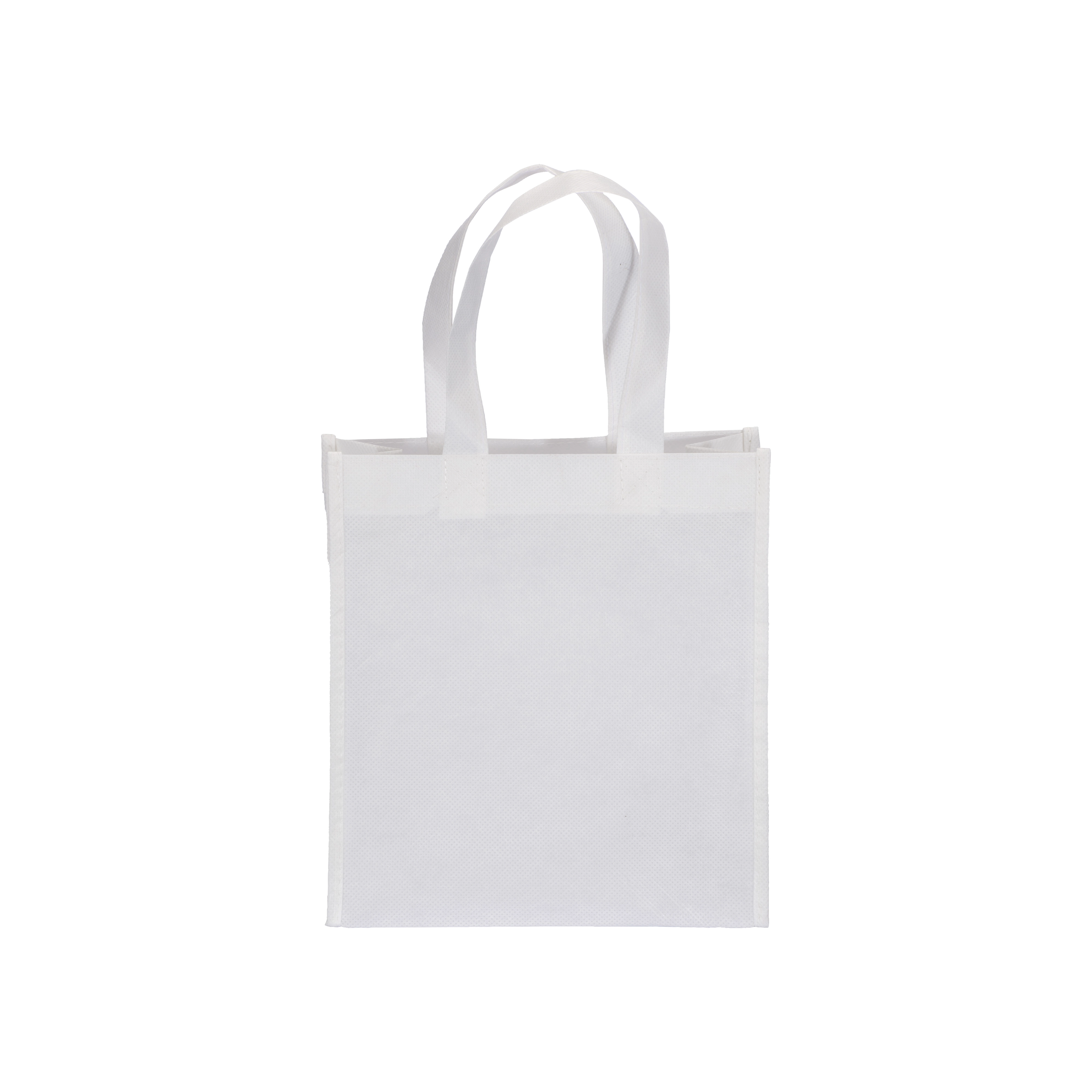 Immagine Shopper mini con soffietto in R-pet 80 g/m2 con soffietto, manici corti