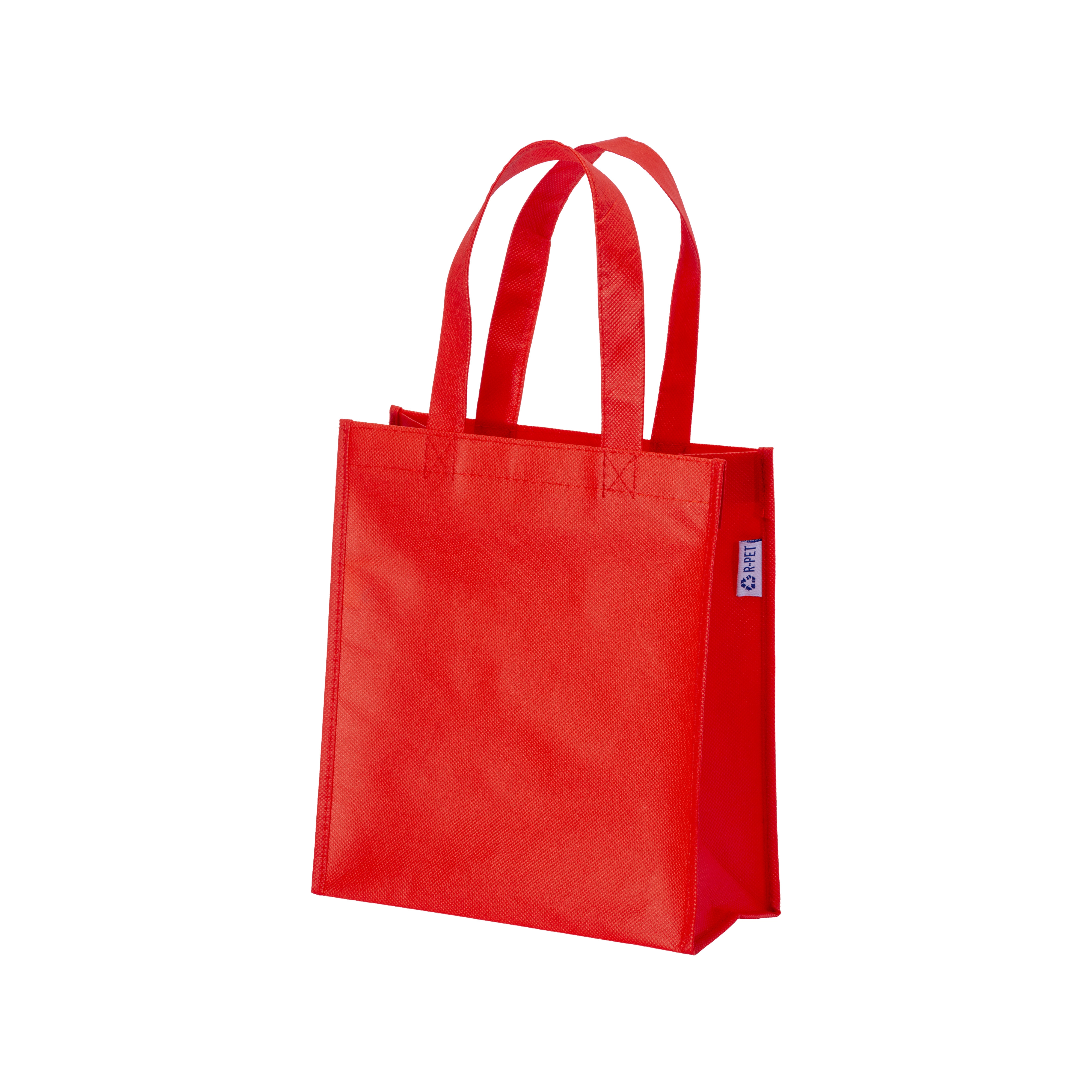 Immagine Shopper mini con soffietto in R-pet 80 g/m2 con soffietto, manici corti