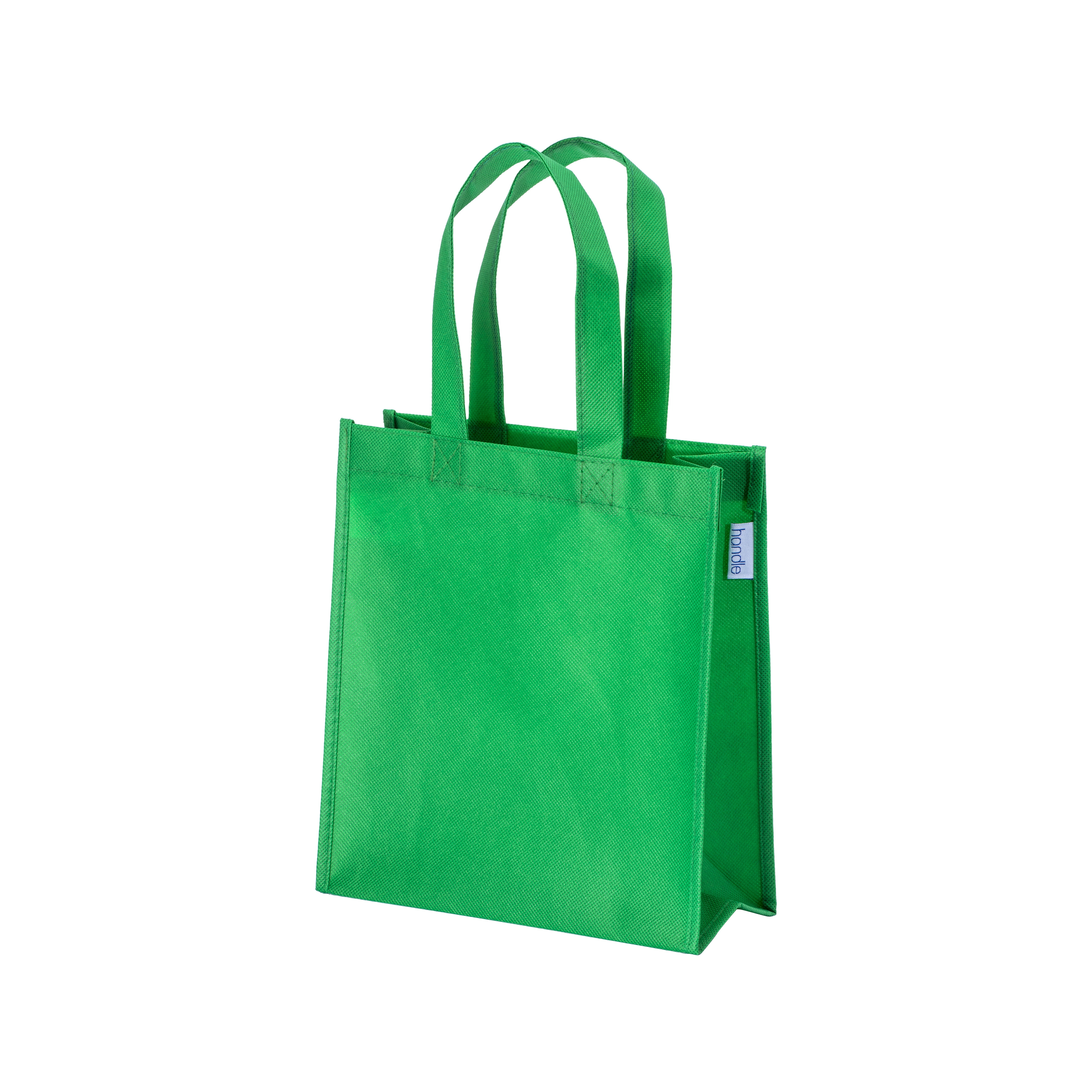 Immagine Shopper mini con soffietto in R-pet 80 g/m2 con soffietto, manici corti