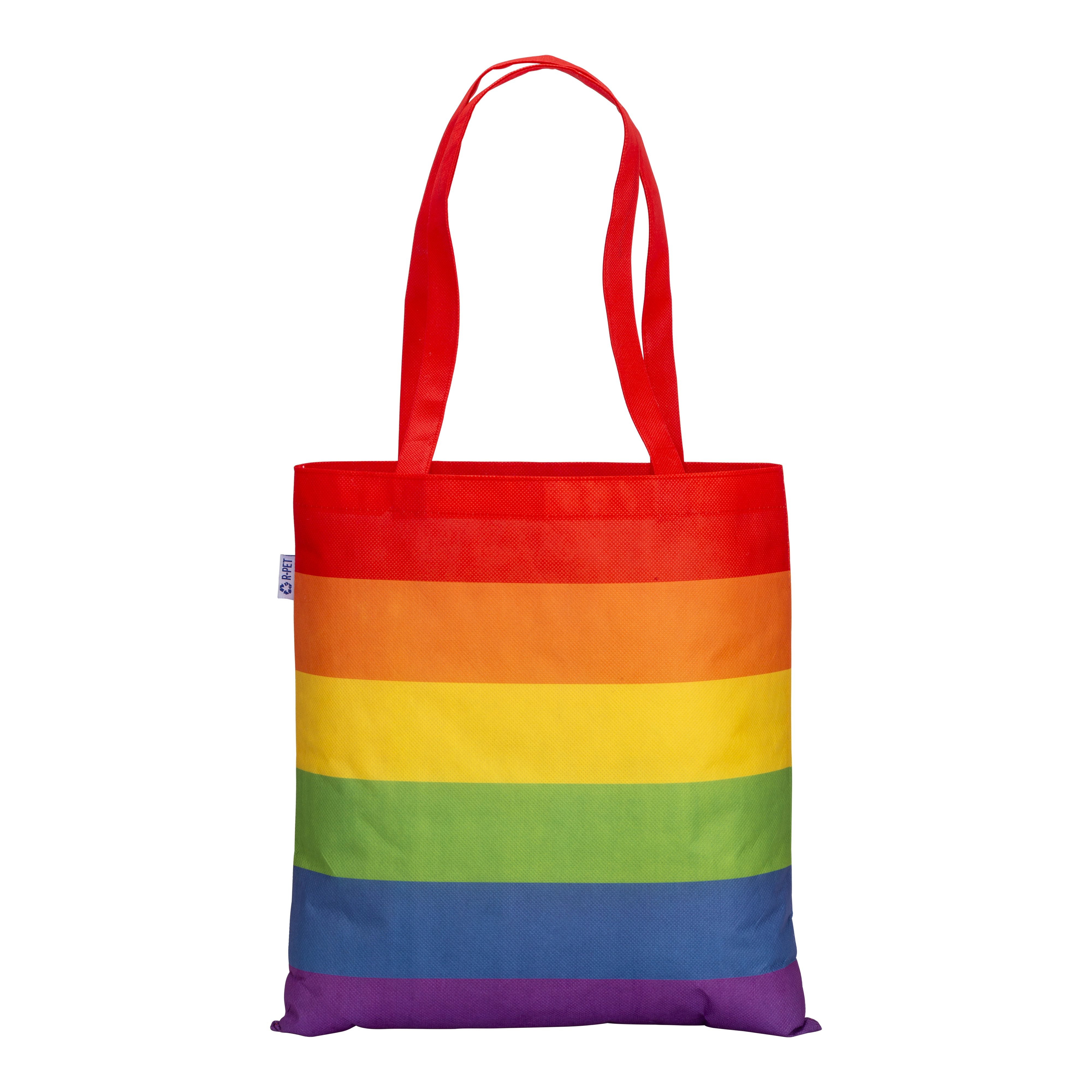 Immagine Shopper arcobaleno in R-pet 80g/m2, manici lunghi