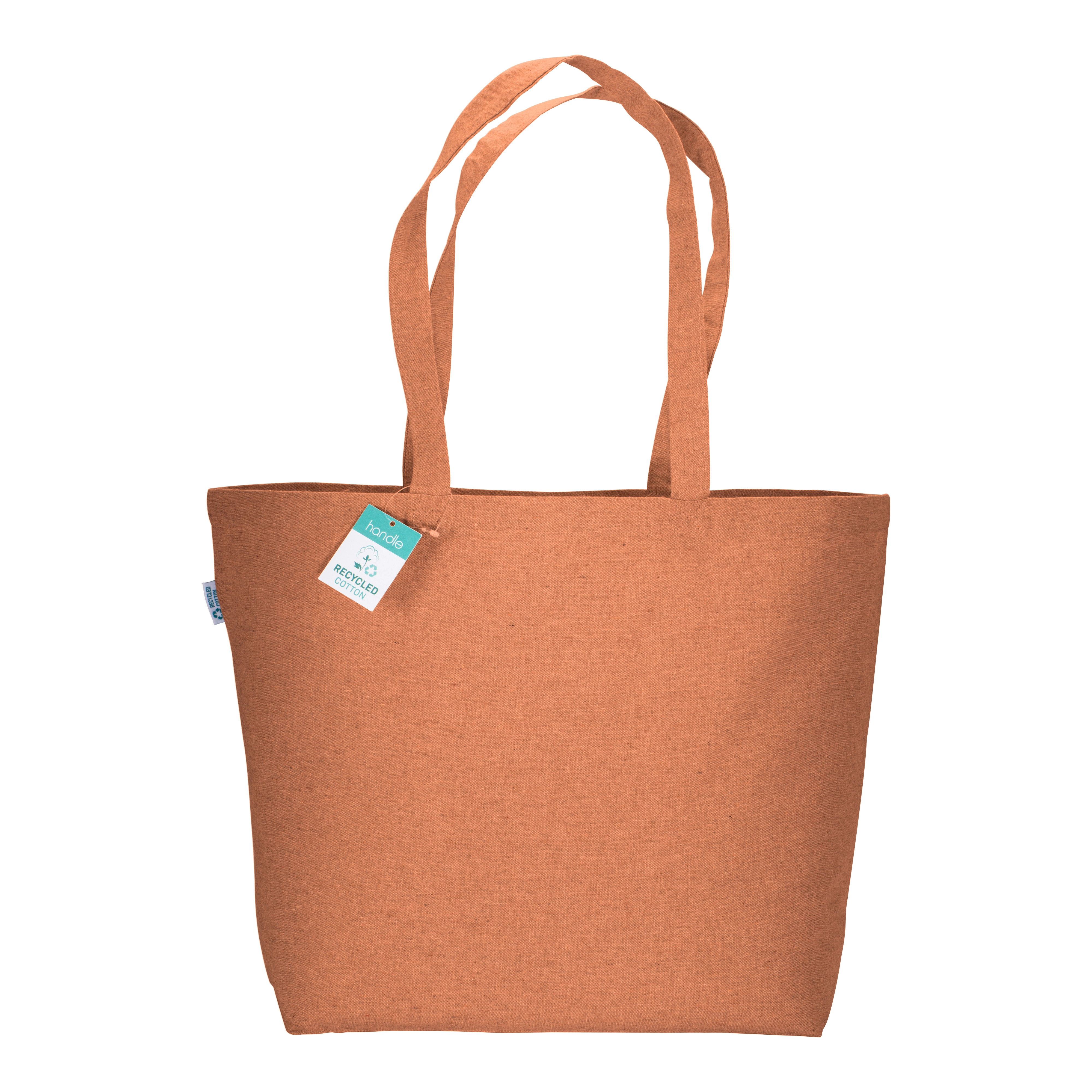 Immagine Shopper in cotone riciclato 190 g/m2 con soffietto alla base, manici lunghi