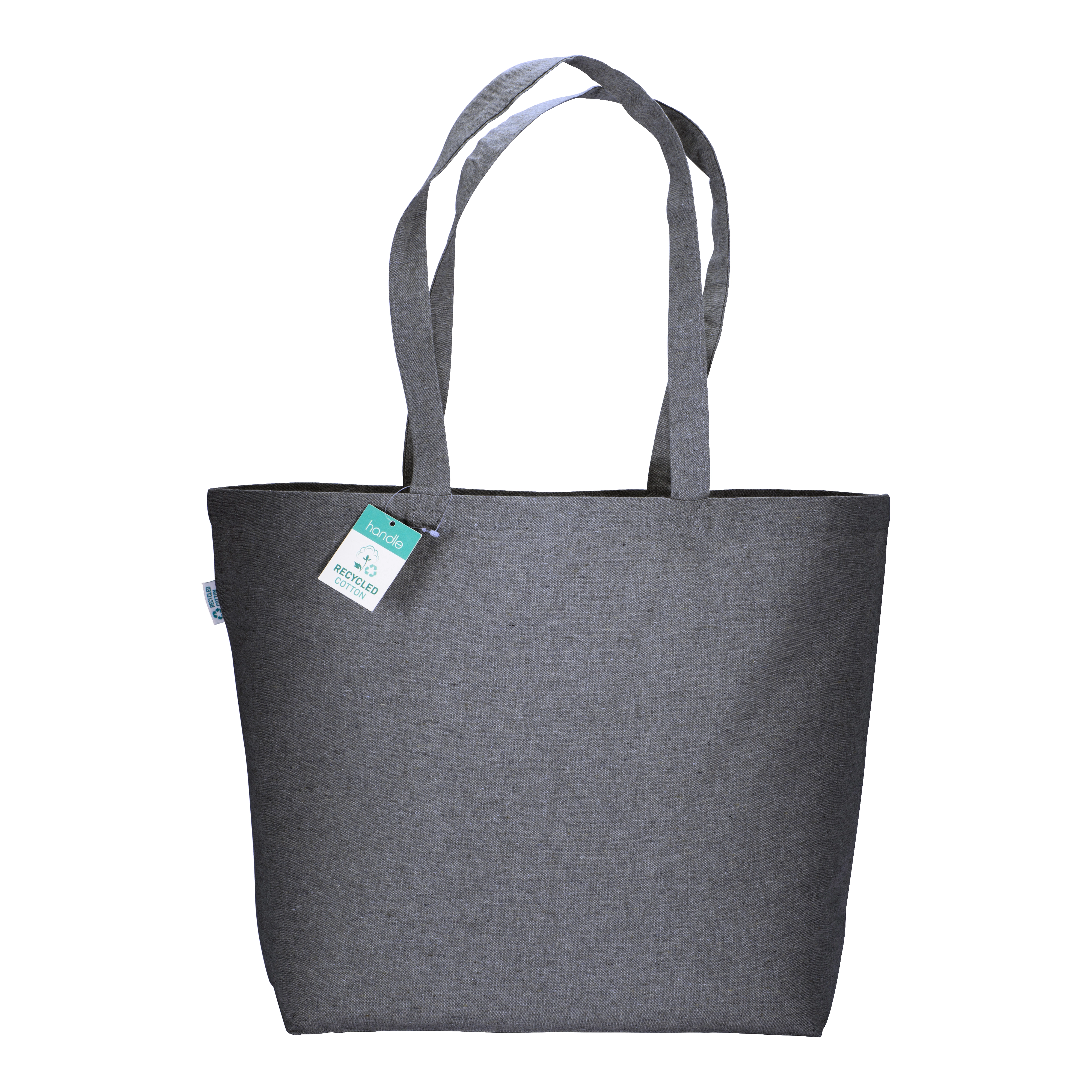 Immagine Shopper in cotone riciclato 190 g/m2 con soffietto alla base, manici lunghi