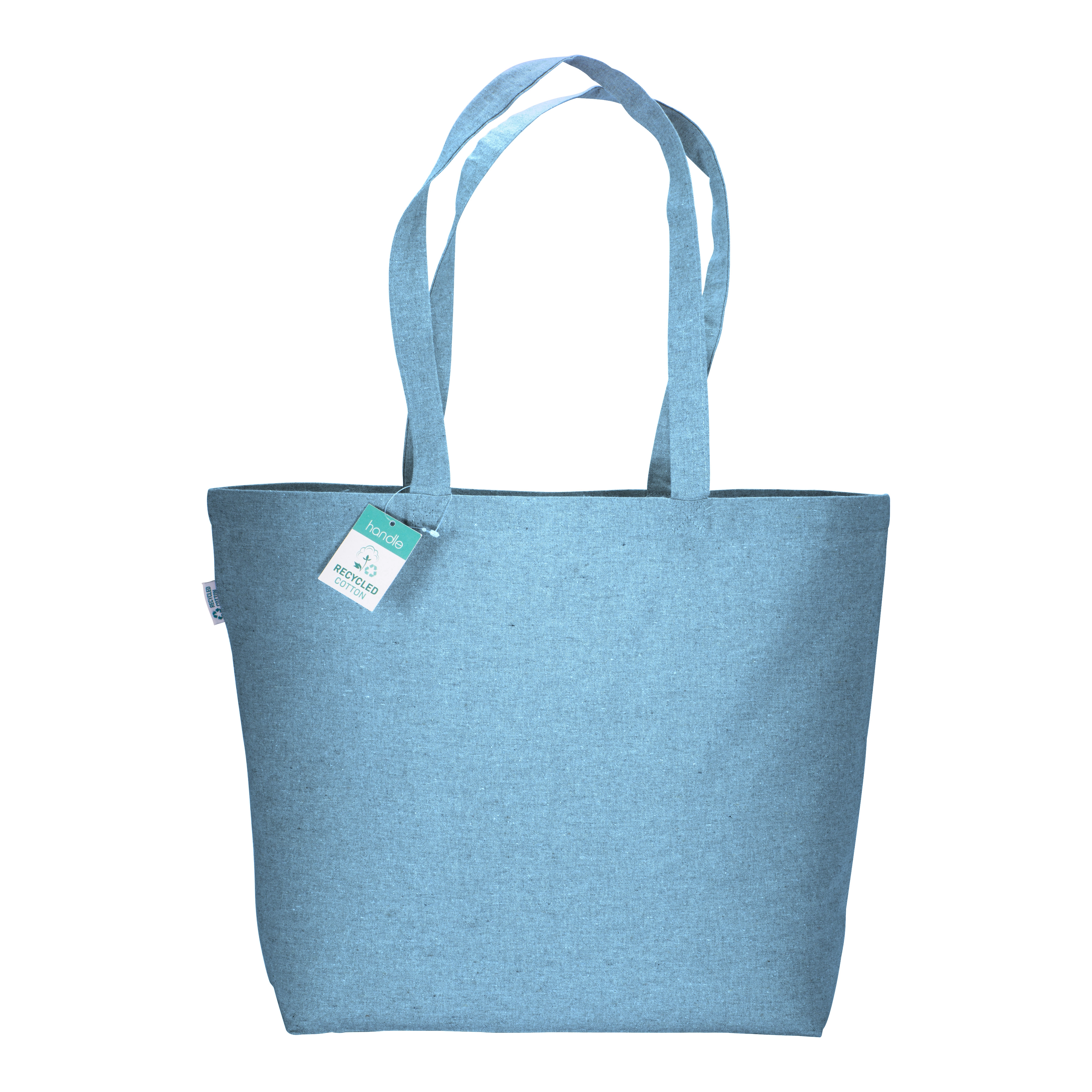 Immagine Shopper in cotone riciclato 190 g/m2 con soffietto alla base, manici lunghi