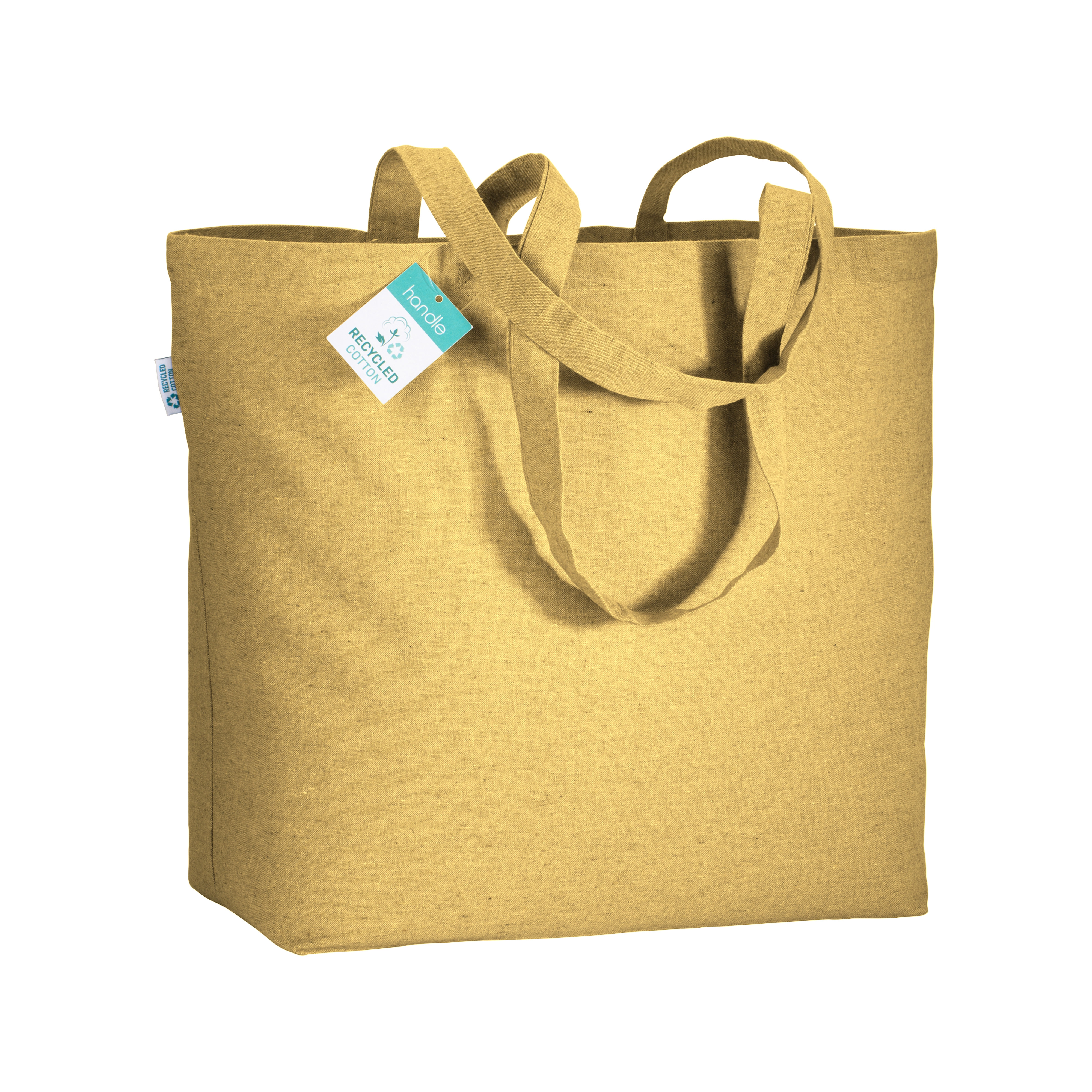 Immagine Shopper in cotone riciclato 190 g/m2 con soffietto alla base, manici lunghi