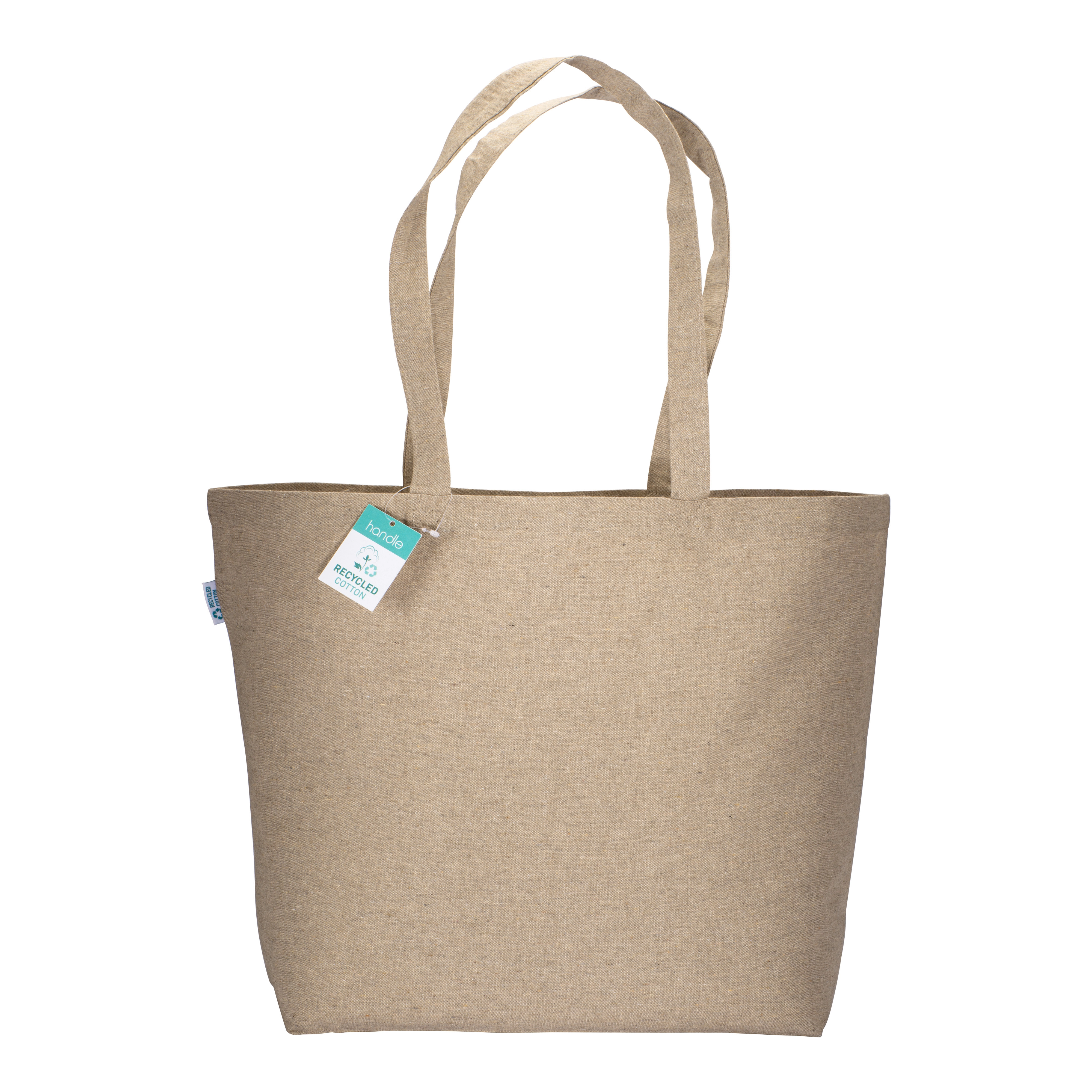 Immagine Shopper in cotone riciclato 190 g/m2 con soffietto alla base, manici lunghi