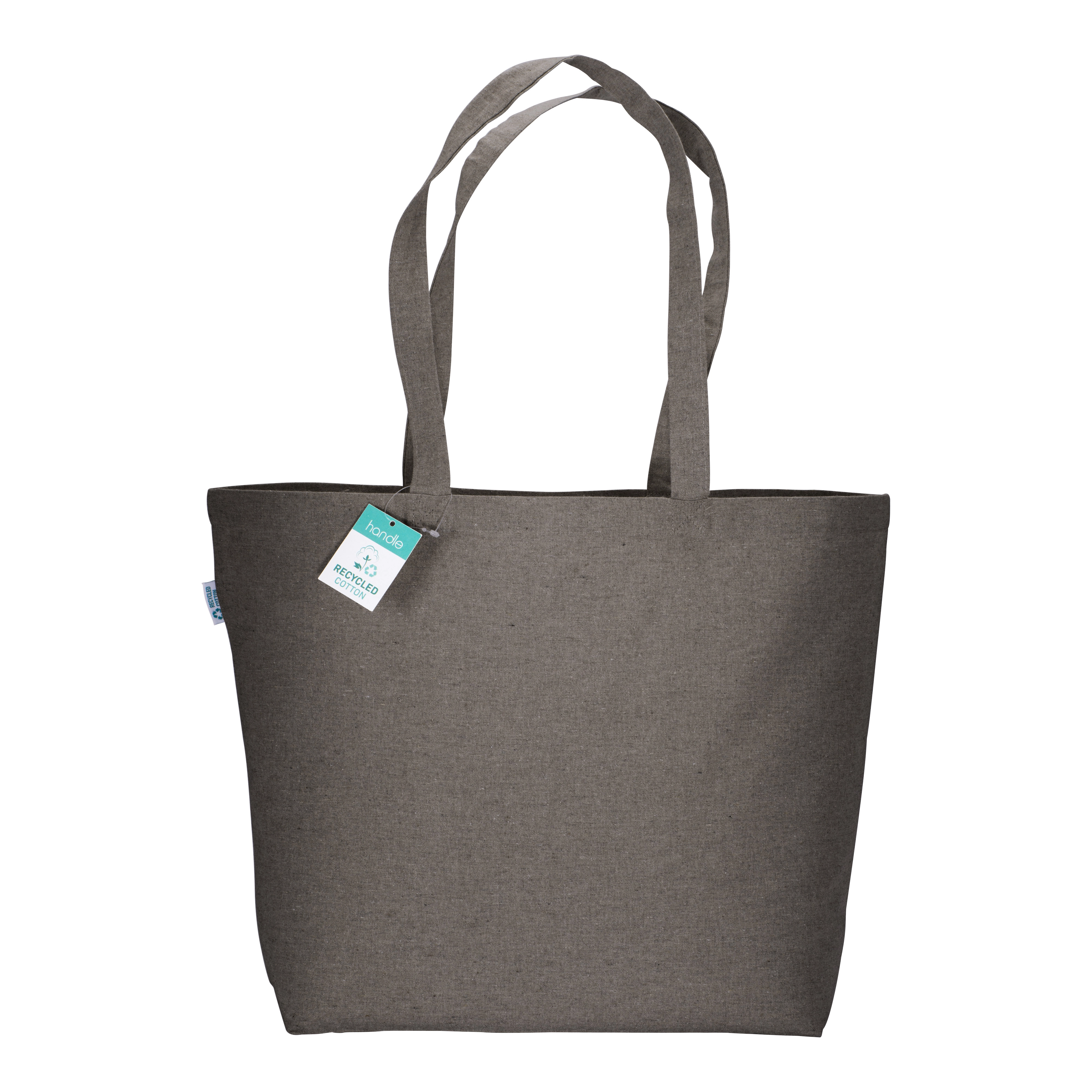 Immagine Shopper in cotone riciclato 190 g/m2 con soffietto alla base, manici lunghi