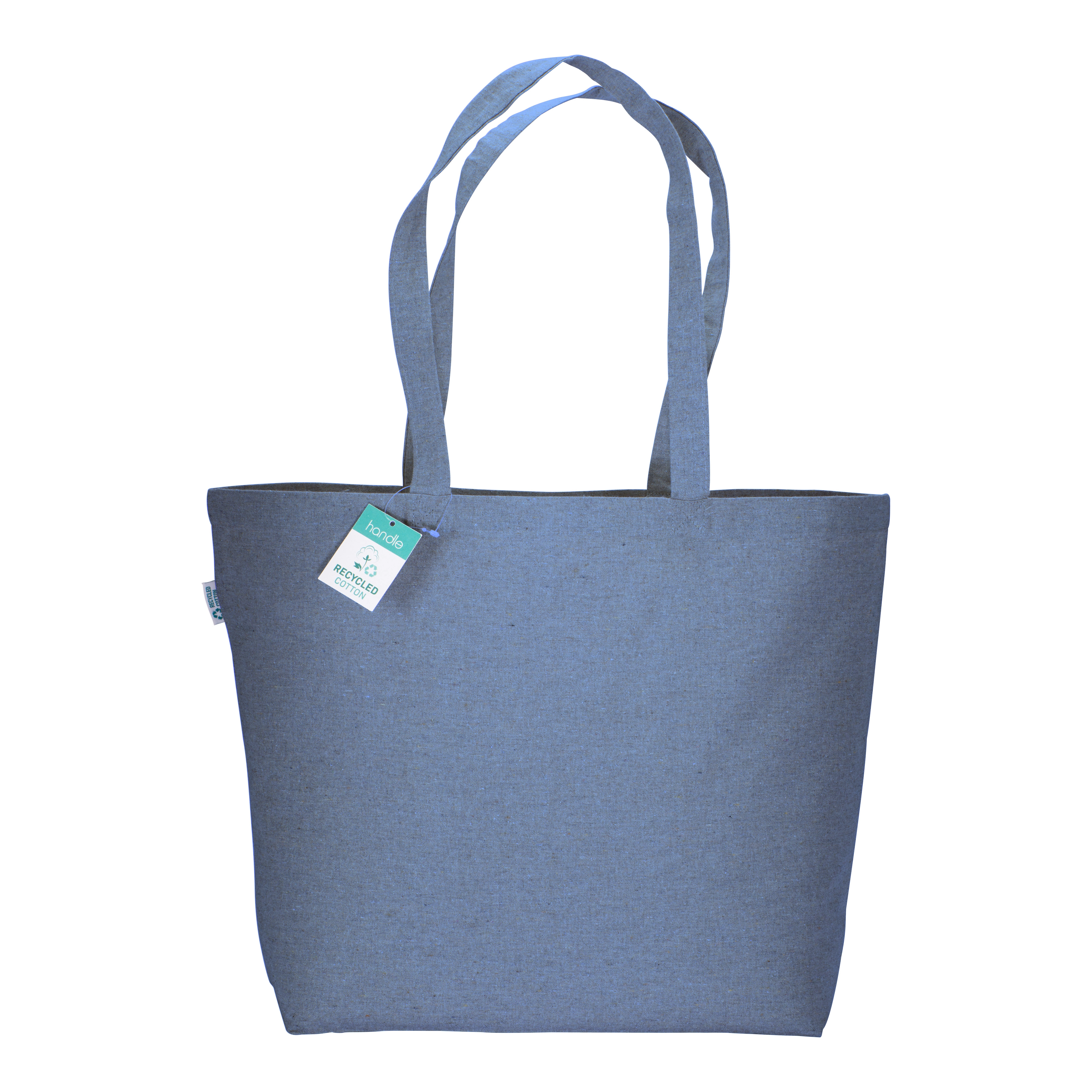 Immagine Shopper in cotone riciclato 190 g/m2 con soffietto alla base, manici lunghi