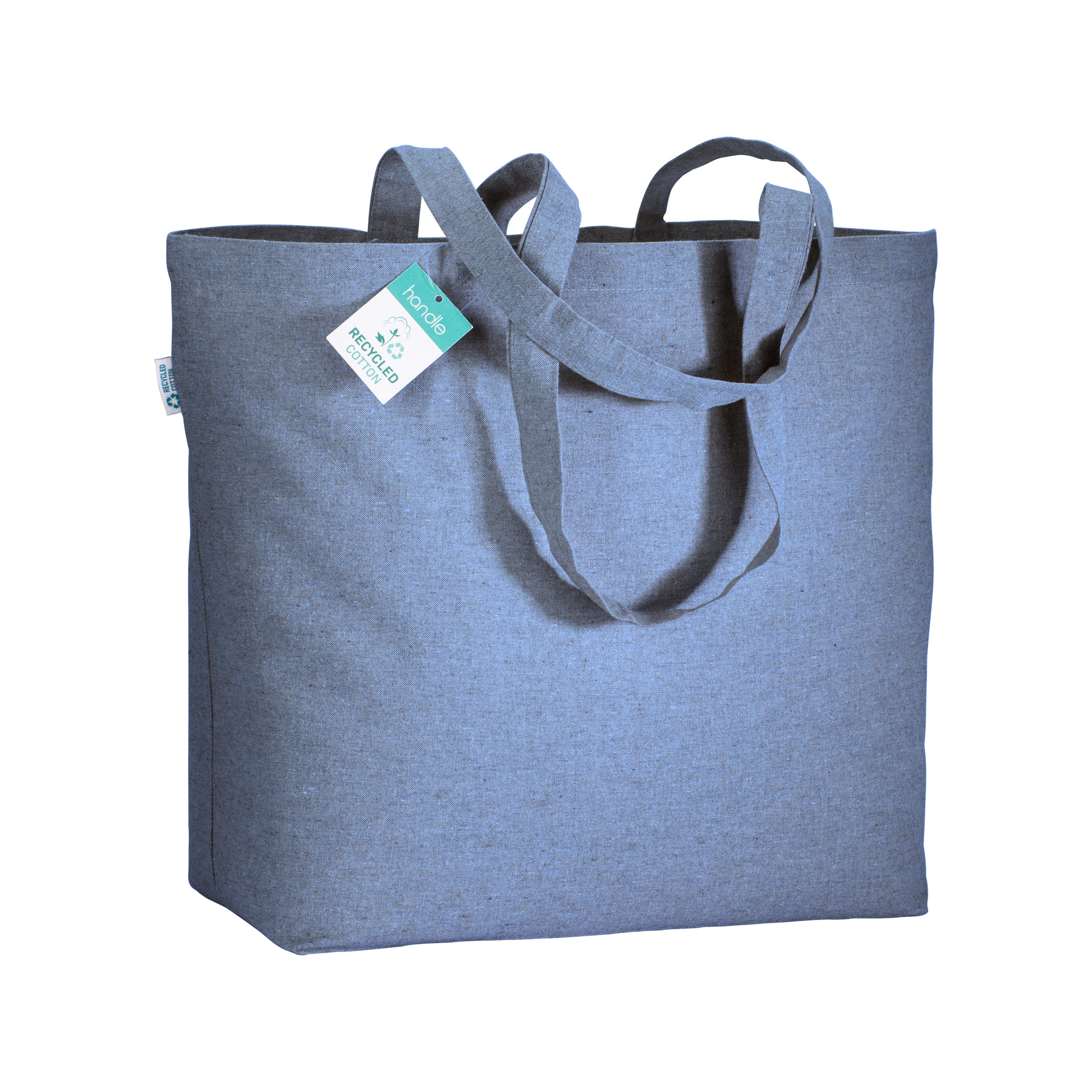Immagine Shopper in cotone riciclato 190 g/m2 con soffietto alla base, manici lunghi
