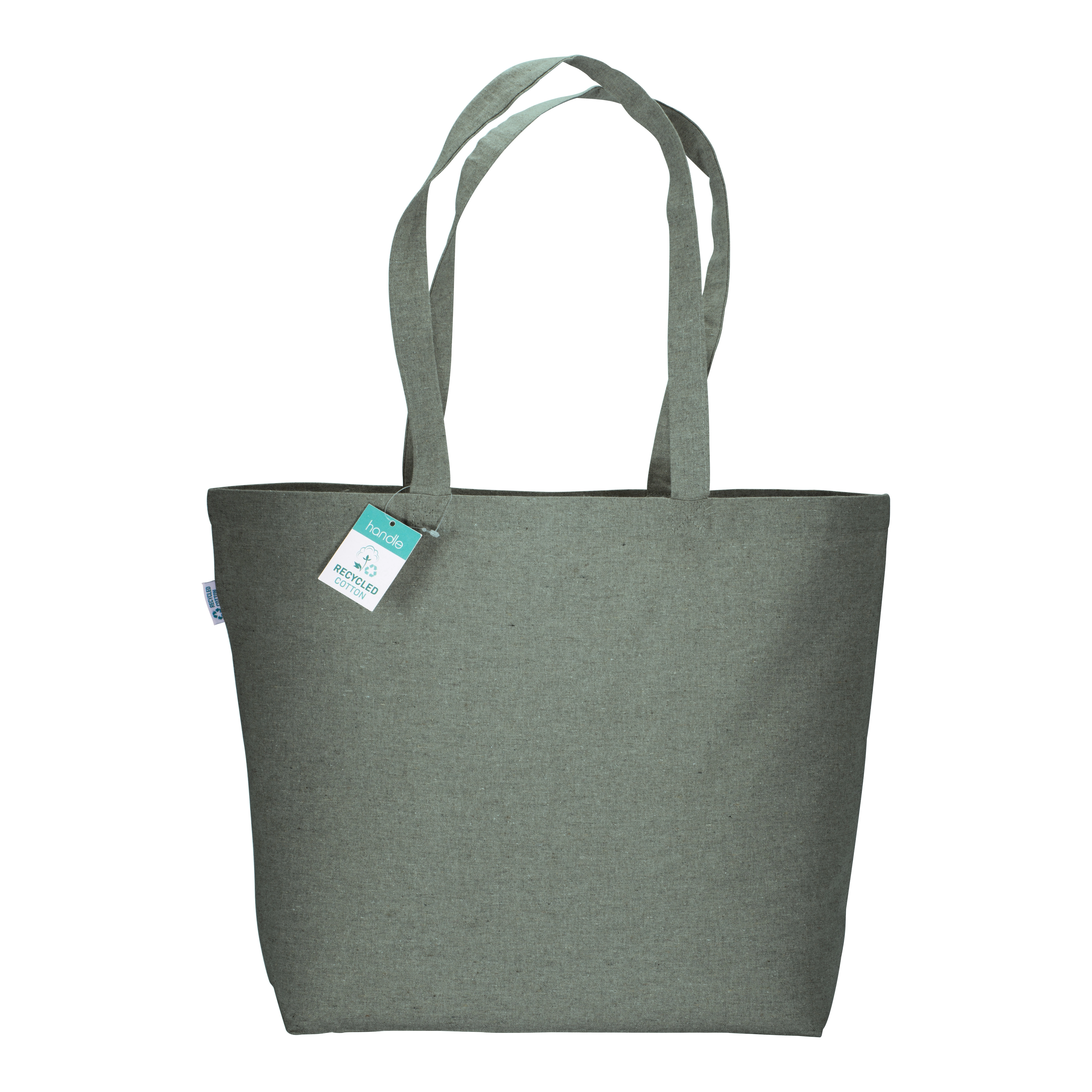 Immagine Shopper in cotone riciclato 190 g/m2 con soffietto alla base, manici lunghi