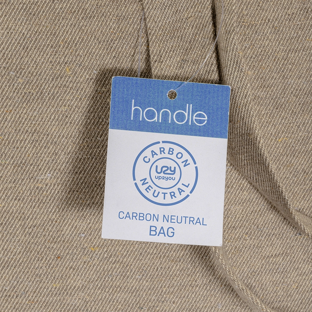 Immagine Shopper carbon neutral in cotone riciclato 280 g/m2, manici lunghi