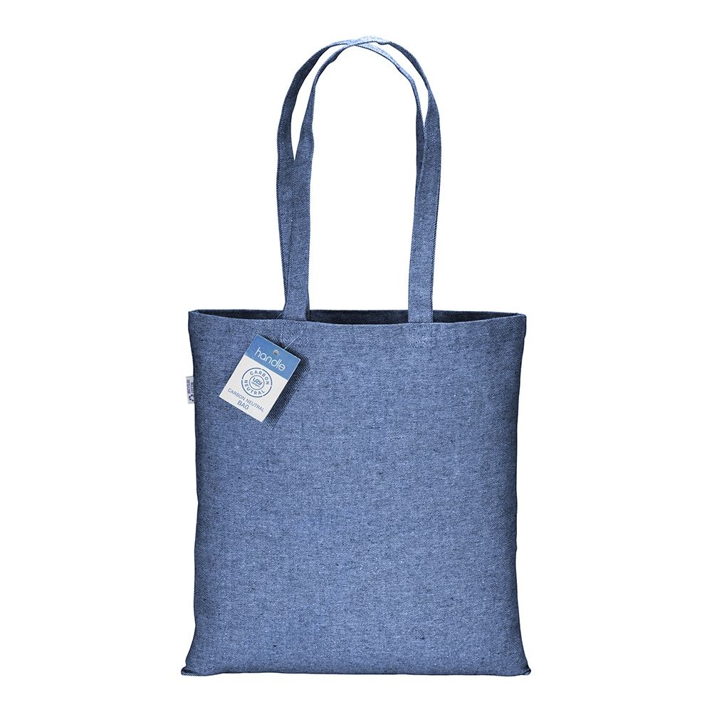 Immagine Shopper carbon neutral in cotone riciclato 280 g/m2, manici lunghi