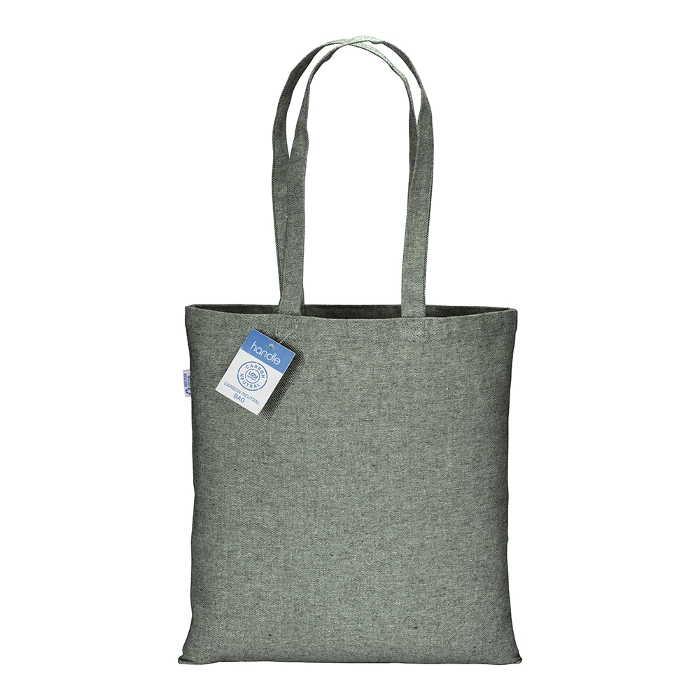 Immagine Shopper carbon neutral in cotone riciclato 280 g/m2, manici lunghi