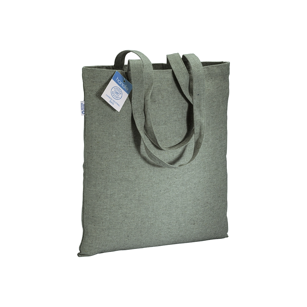 Immagine Shopper carbon neutral in cotone riciclato 280 g/m2, manici lunghi