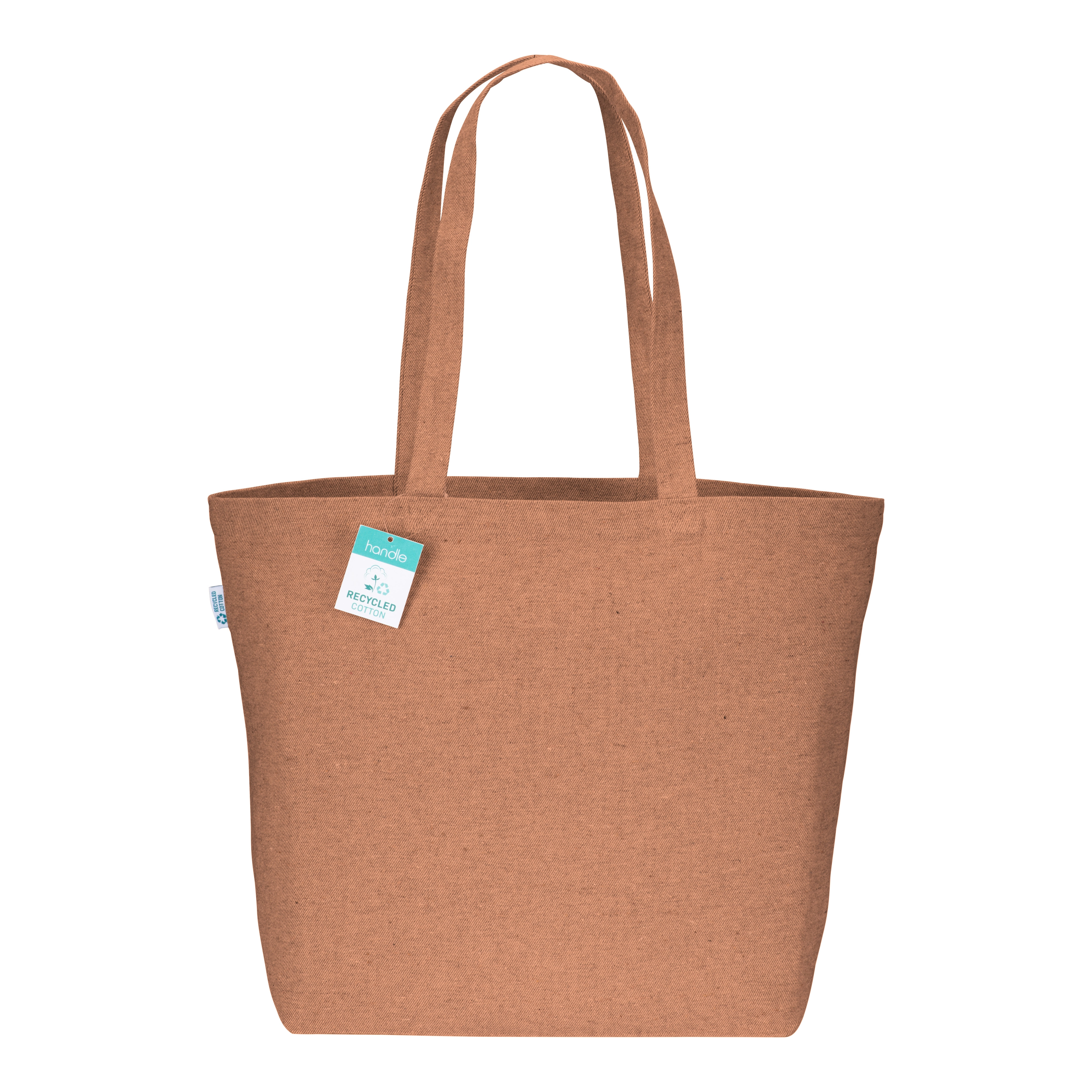 Immagine Shopper con soffietto alla base in cotone riciclato 280 g/m2, manici lunghi