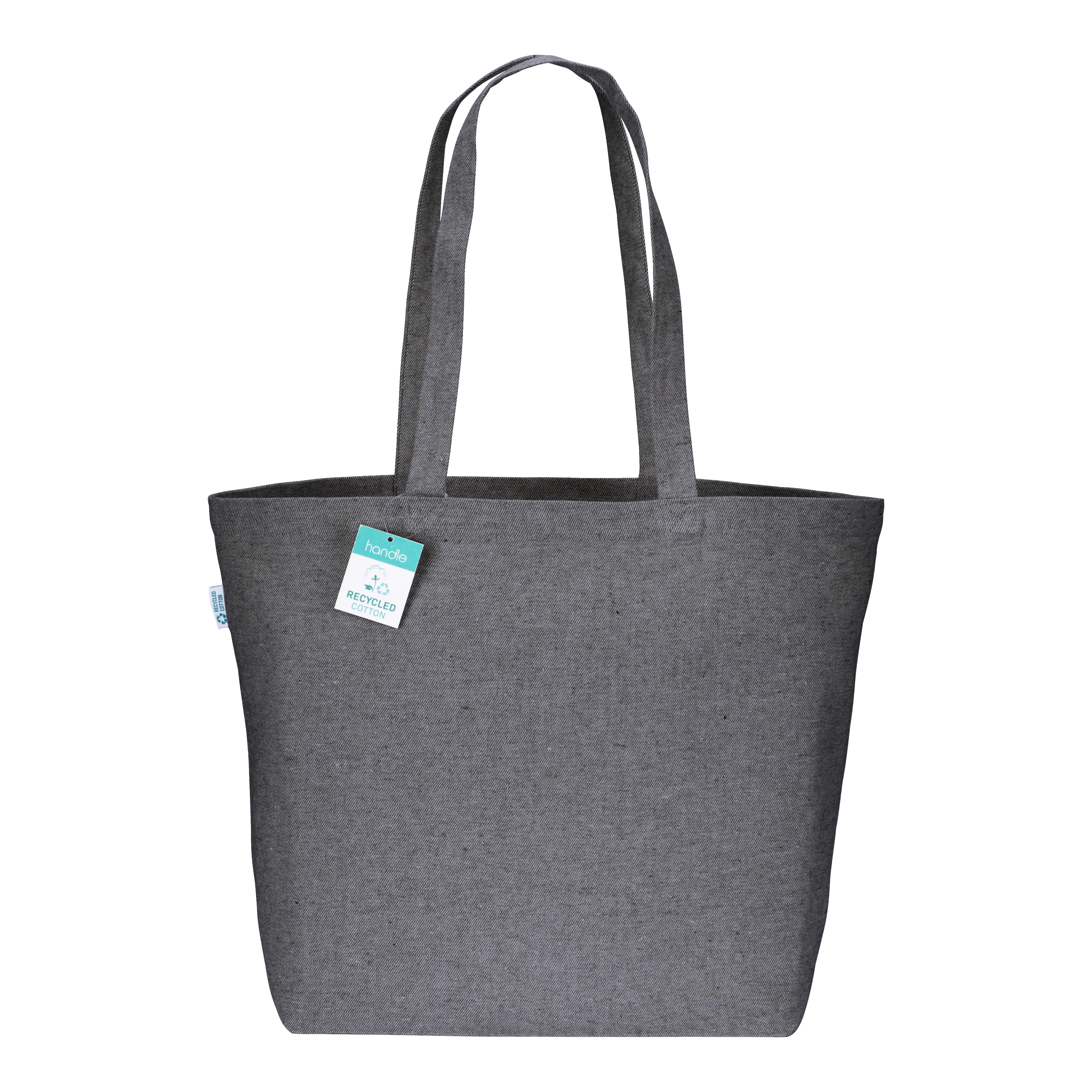 Immagine Shopper con soffietto alla base in cotone riciclato 280 g/m2, manici lunghi