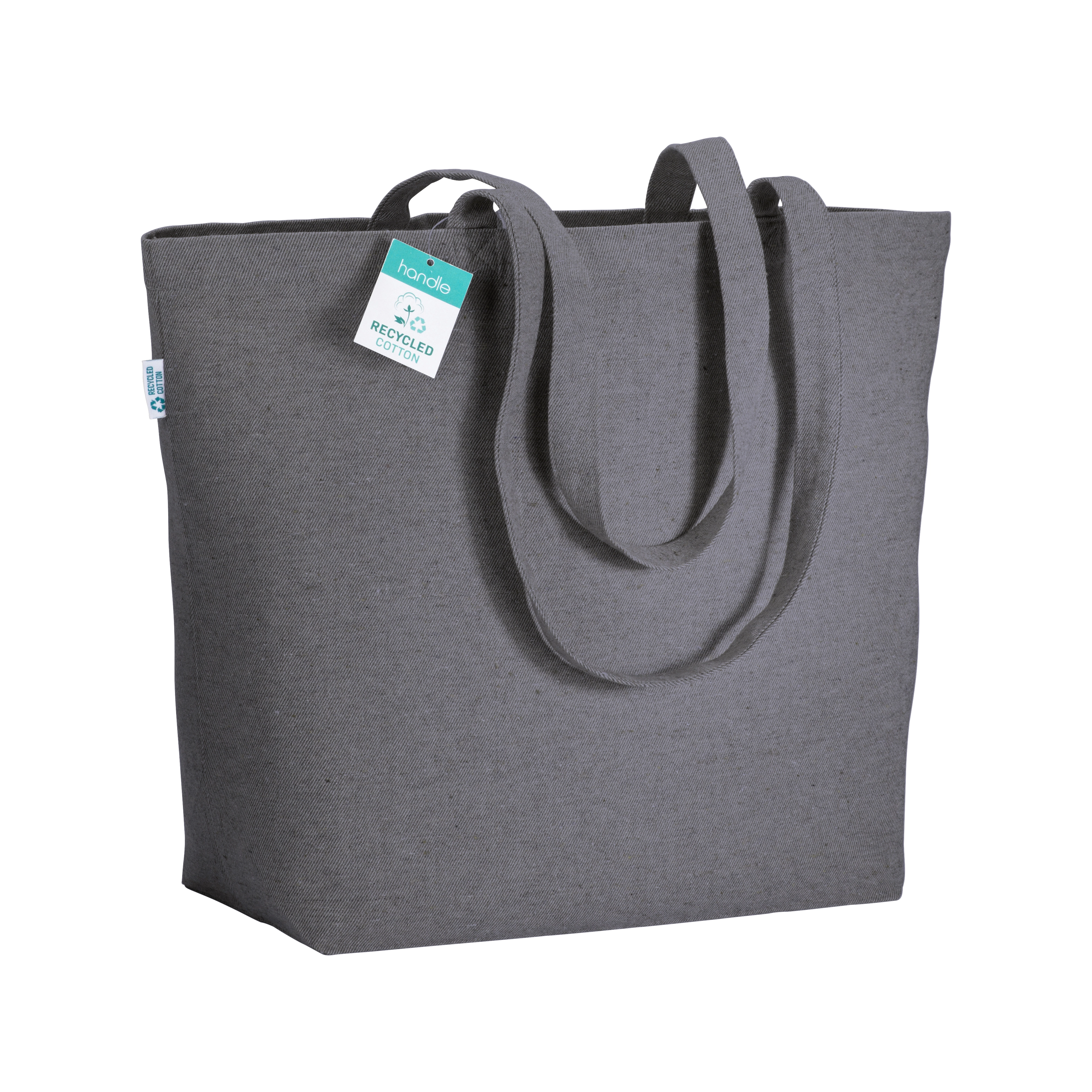 Immagine Shopper con soffietto alla base in cotone riciclato 280 g/m2, manici lunghi