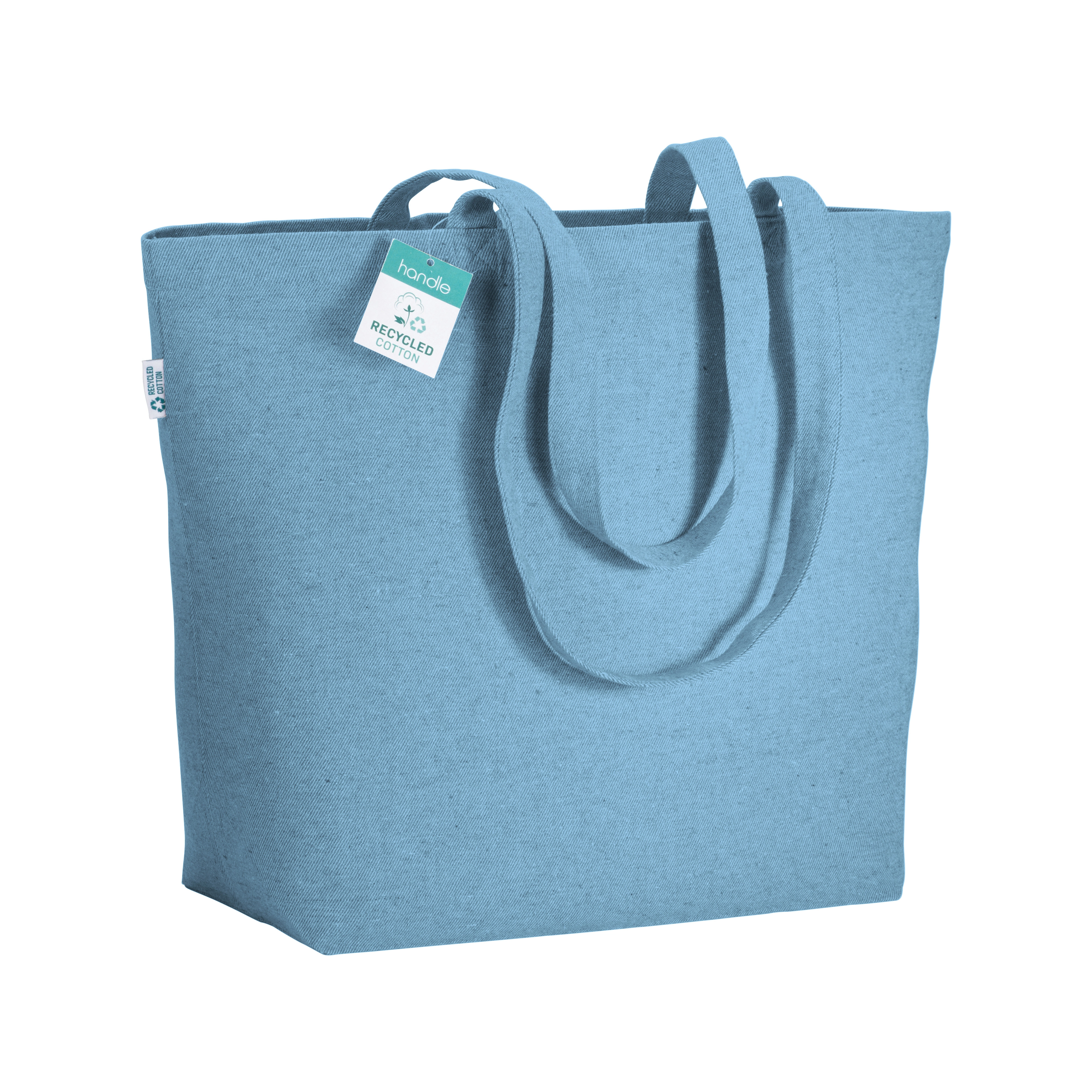 Immagine Shopper con soffietto alla base in cotone riciclato 280 g/m2, manici lunghi