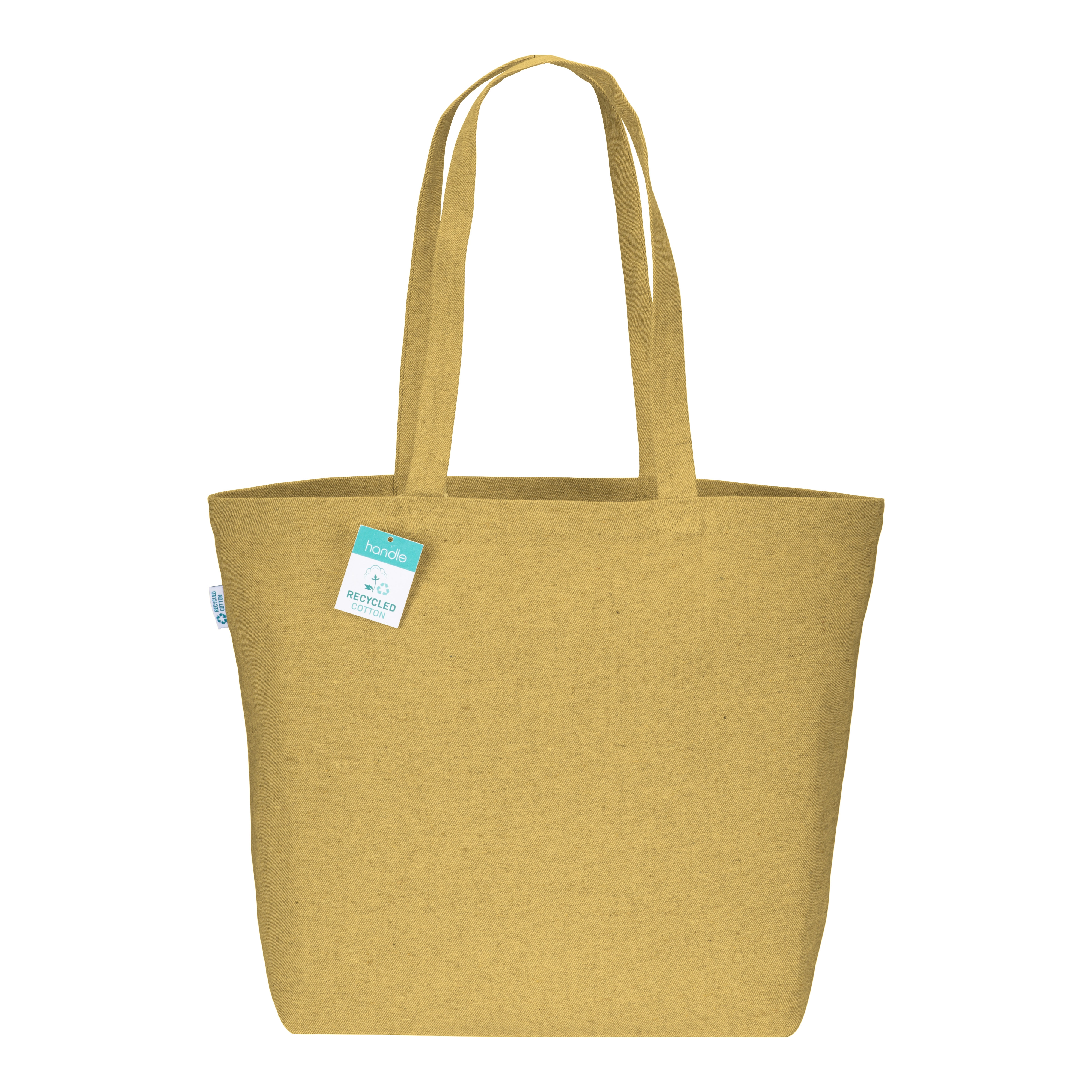 Immagine Shopper con soffietto alla base in cotone riciclato 280 g/m2, manici lunghi