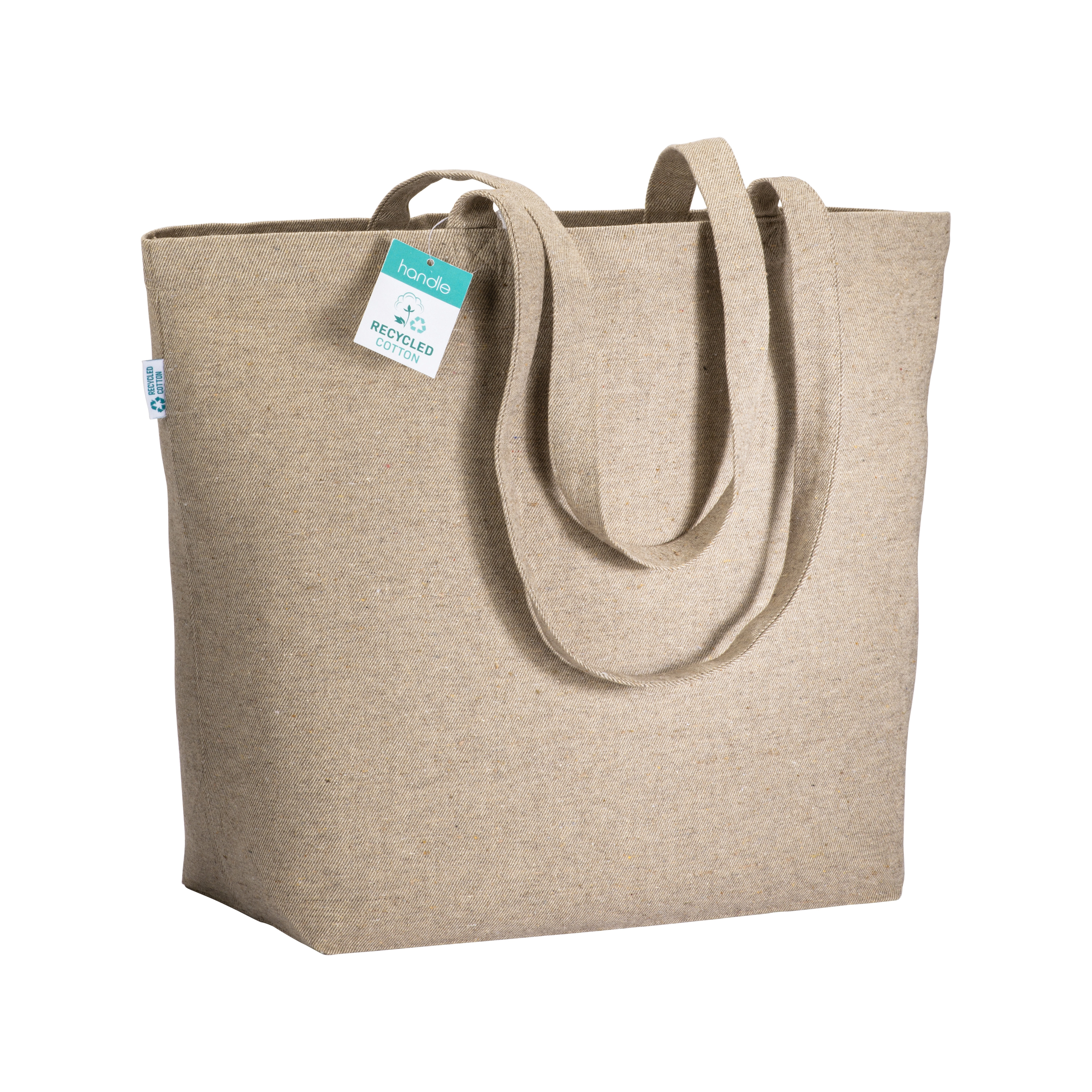 Immagine Shopper con soffietto alla base in cotone riciclato 280 g/m2, manici lunghi
