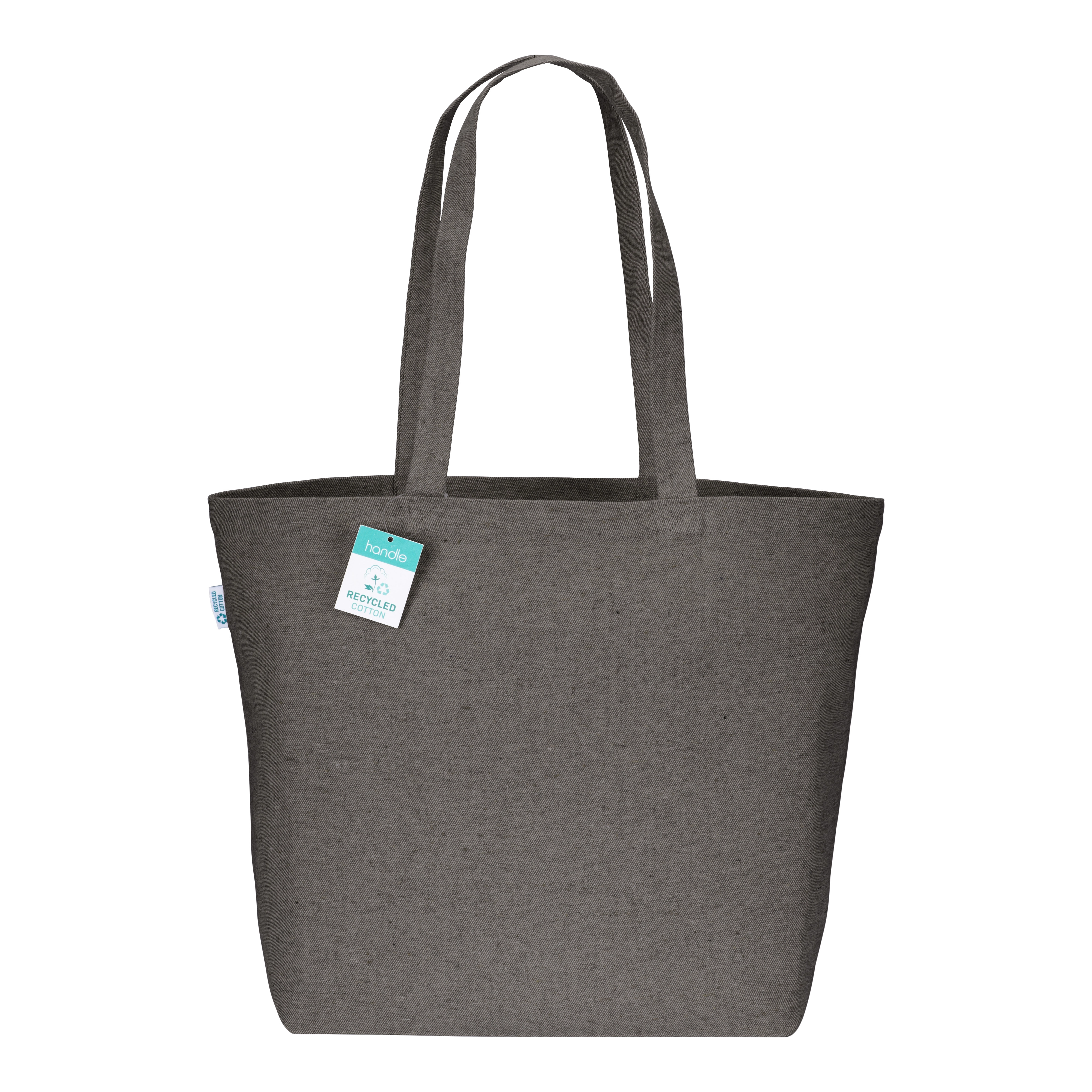 Immagine Shopper con soffietto alla base in cotone riciclato 280 g/m2, manici lunghi