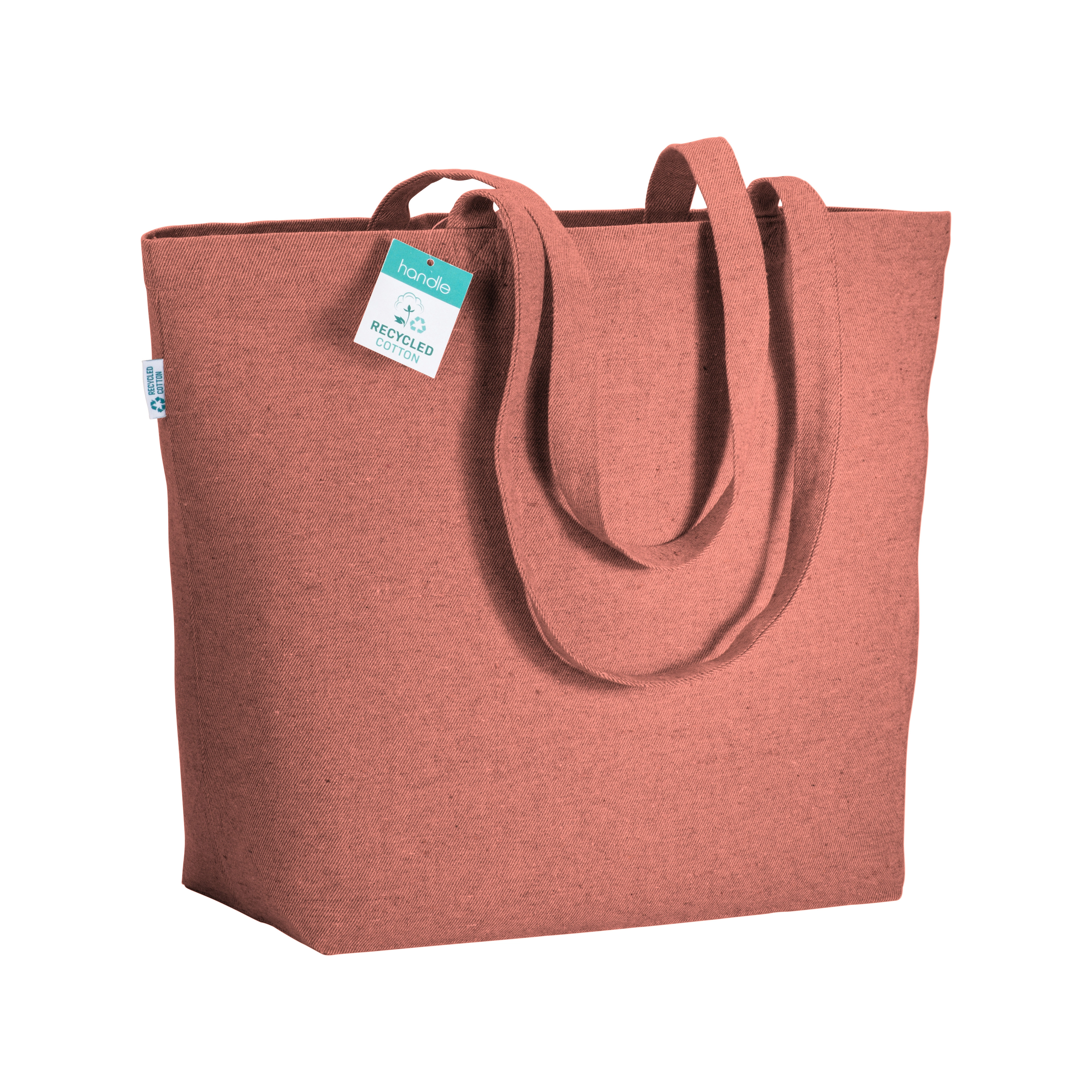 Immagine Shopper con soffietto alla base in cotone riciclato 280 g/m2, manici lunghi