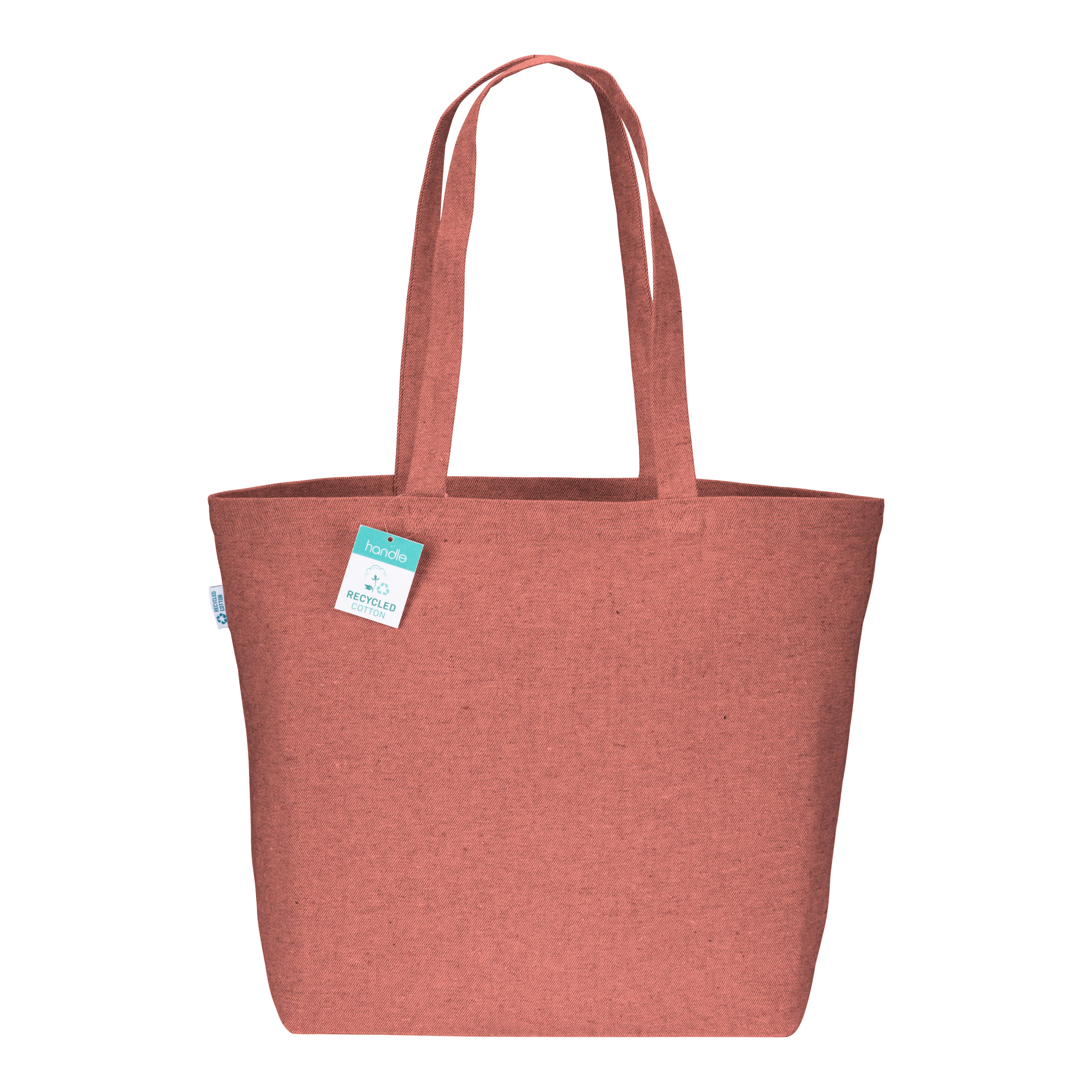 Immagine Shopper con soffietto alla base in cotone riciclato 280 g/m2, manici lunghi
