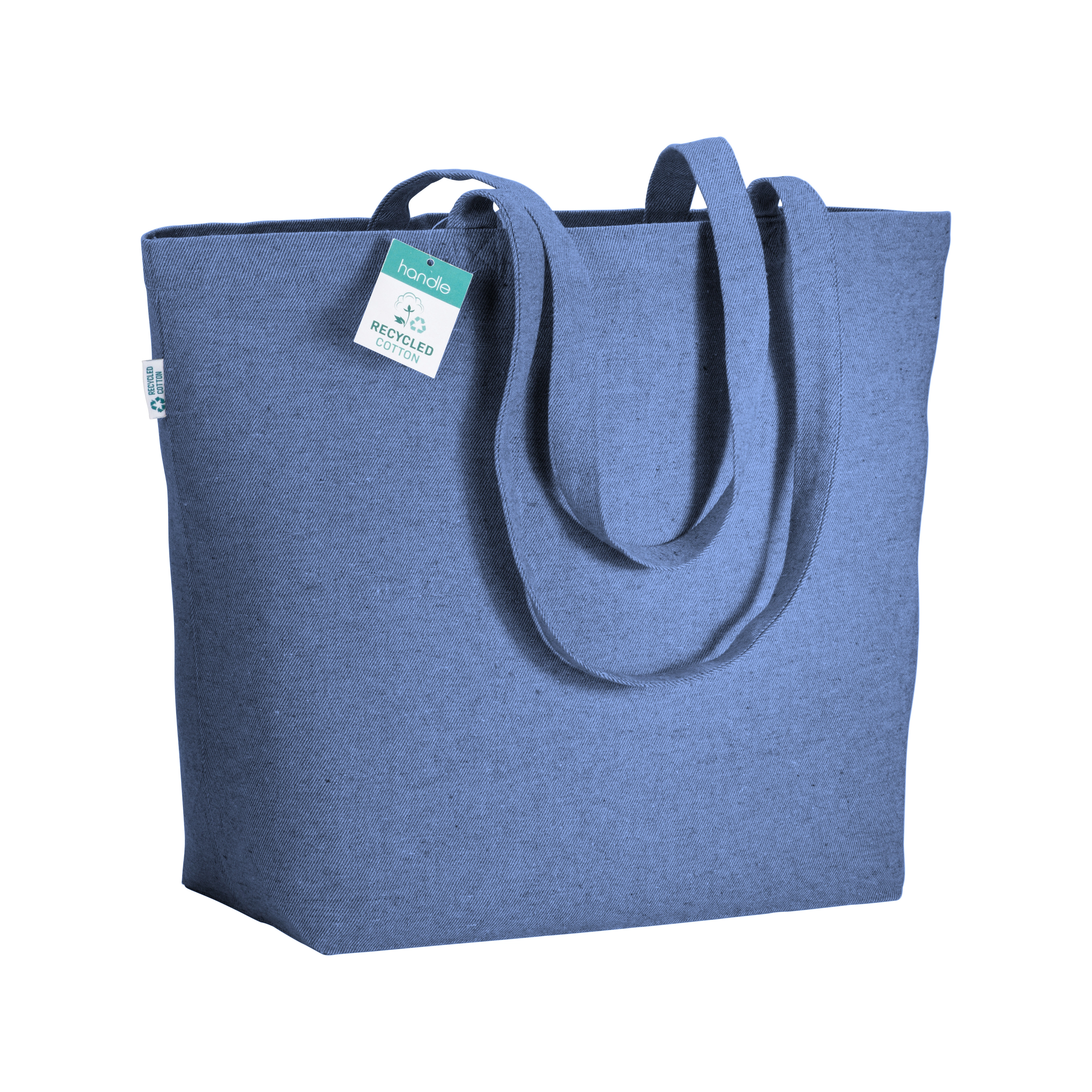 Immagine Shopper con soffietto alla base in cotone riciclato 280 g/m2, manici lunghi