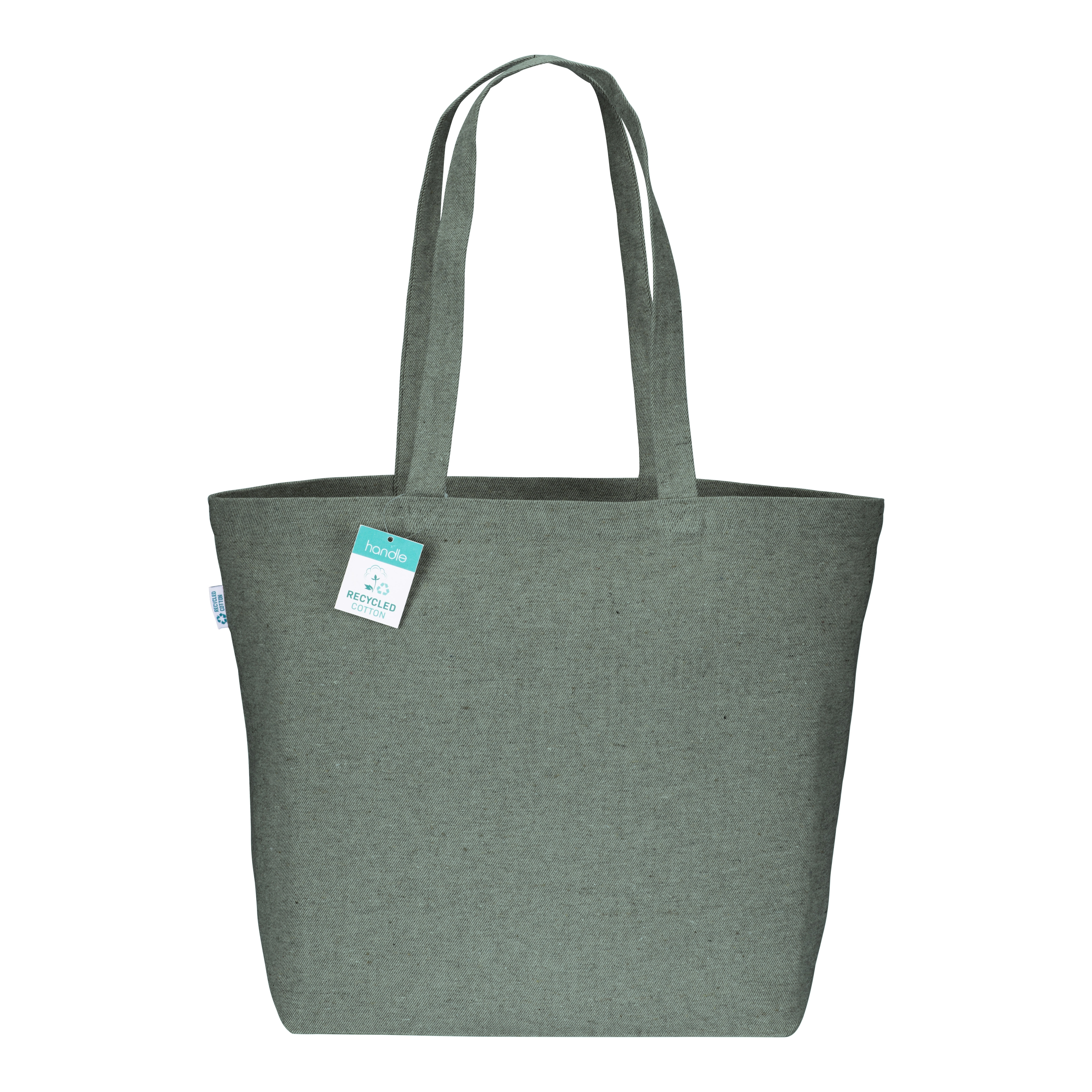 Immagine Shopper con soffietto alla base in cotone riciclato 280 g/m2, manici lunghi