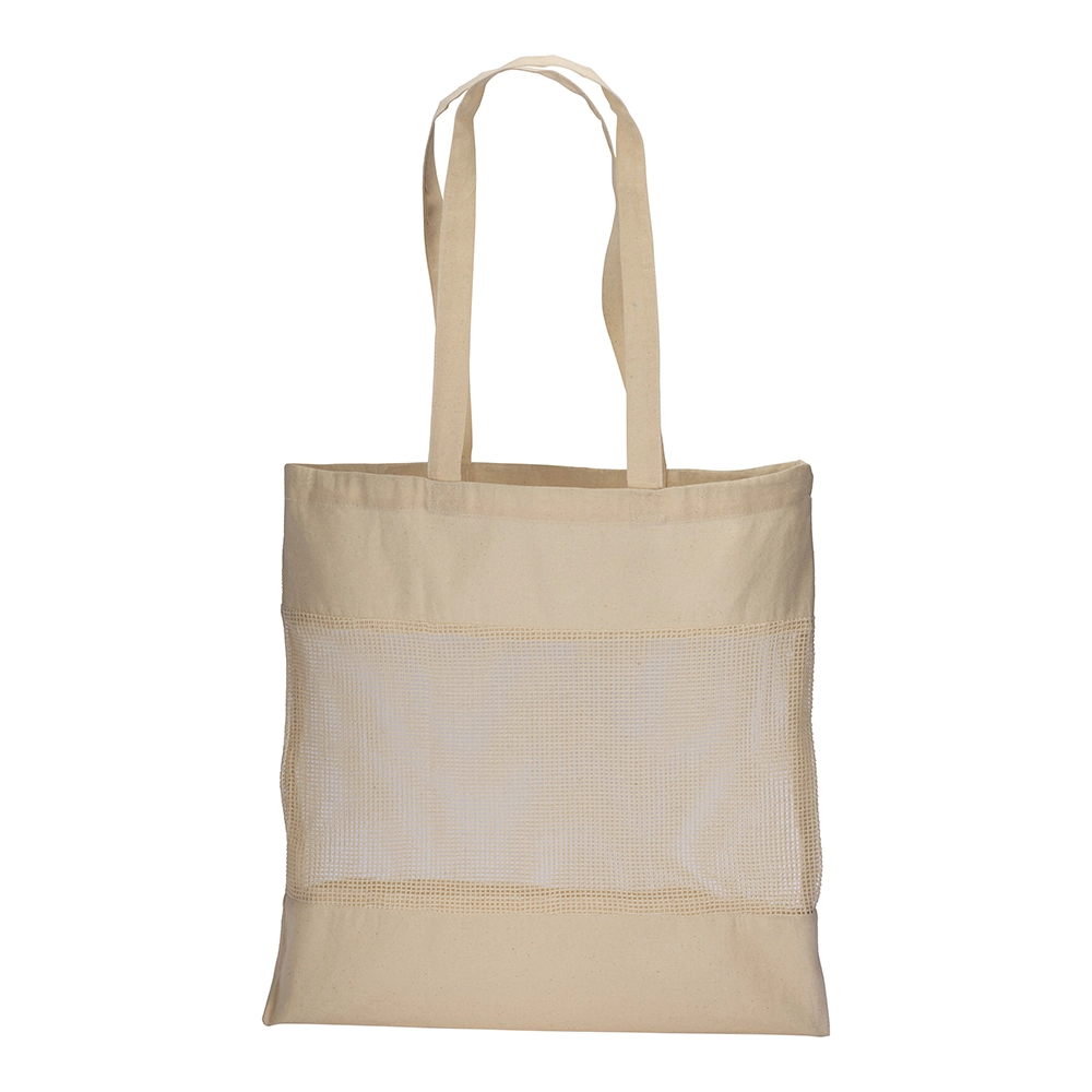 Immagine Shopper in cotone naturale da 135 g/m2 con rete, manici lunghi