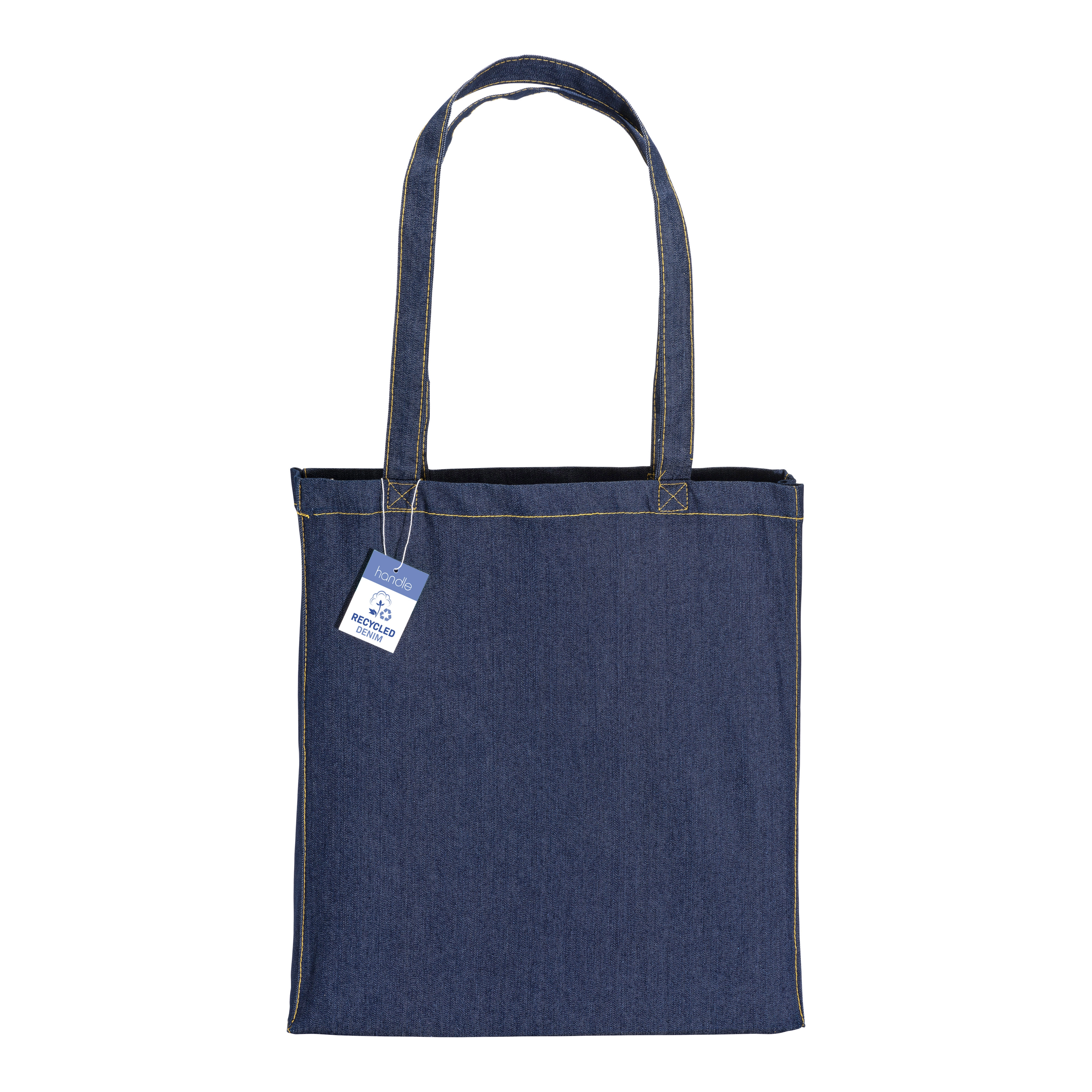 Immagine Shopper in cotone denim riciclato 180 gr/m2, manici lunghi e soffietto