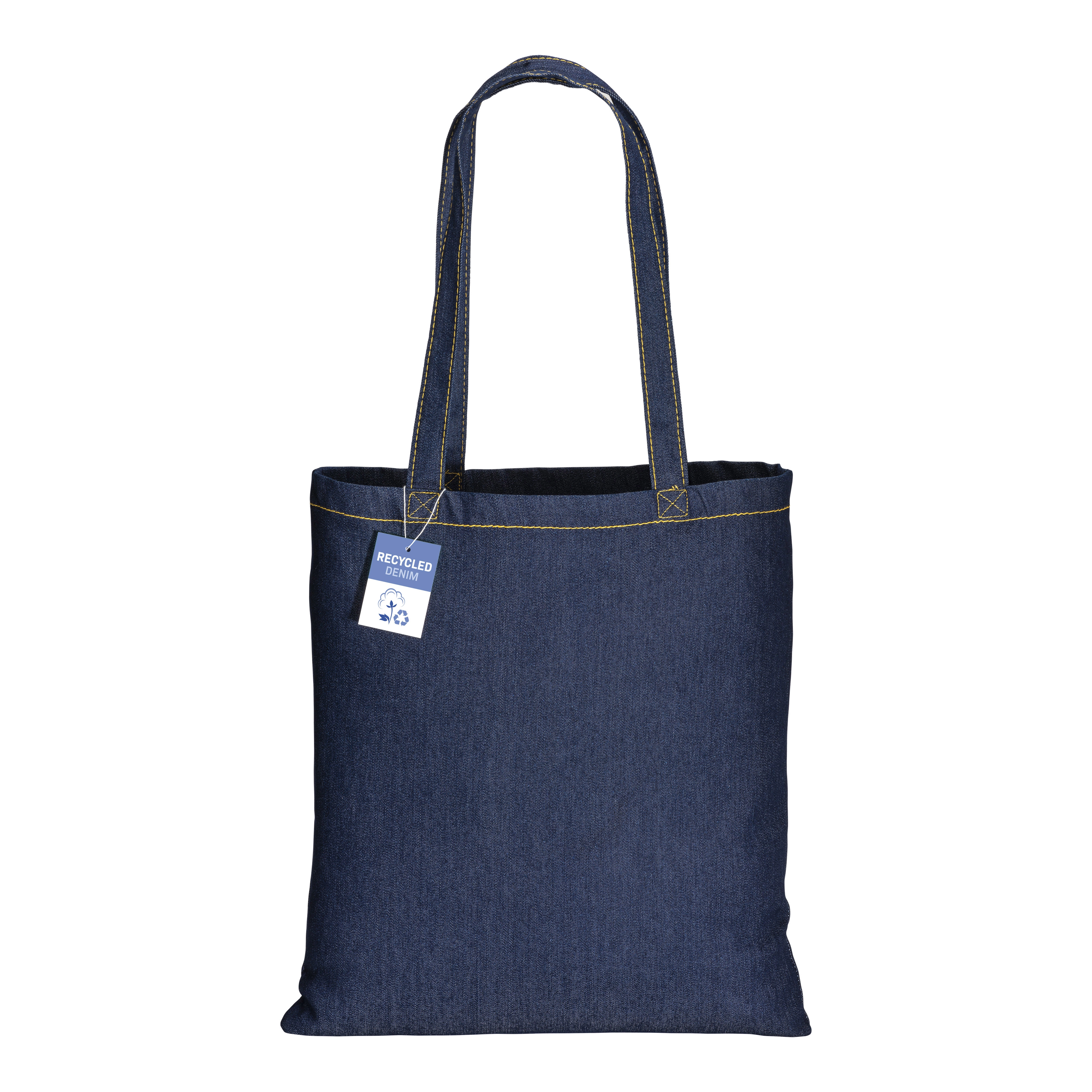 Immagine Shopper in cotone denim riciclato 180 gr/m2, manici lunghi
