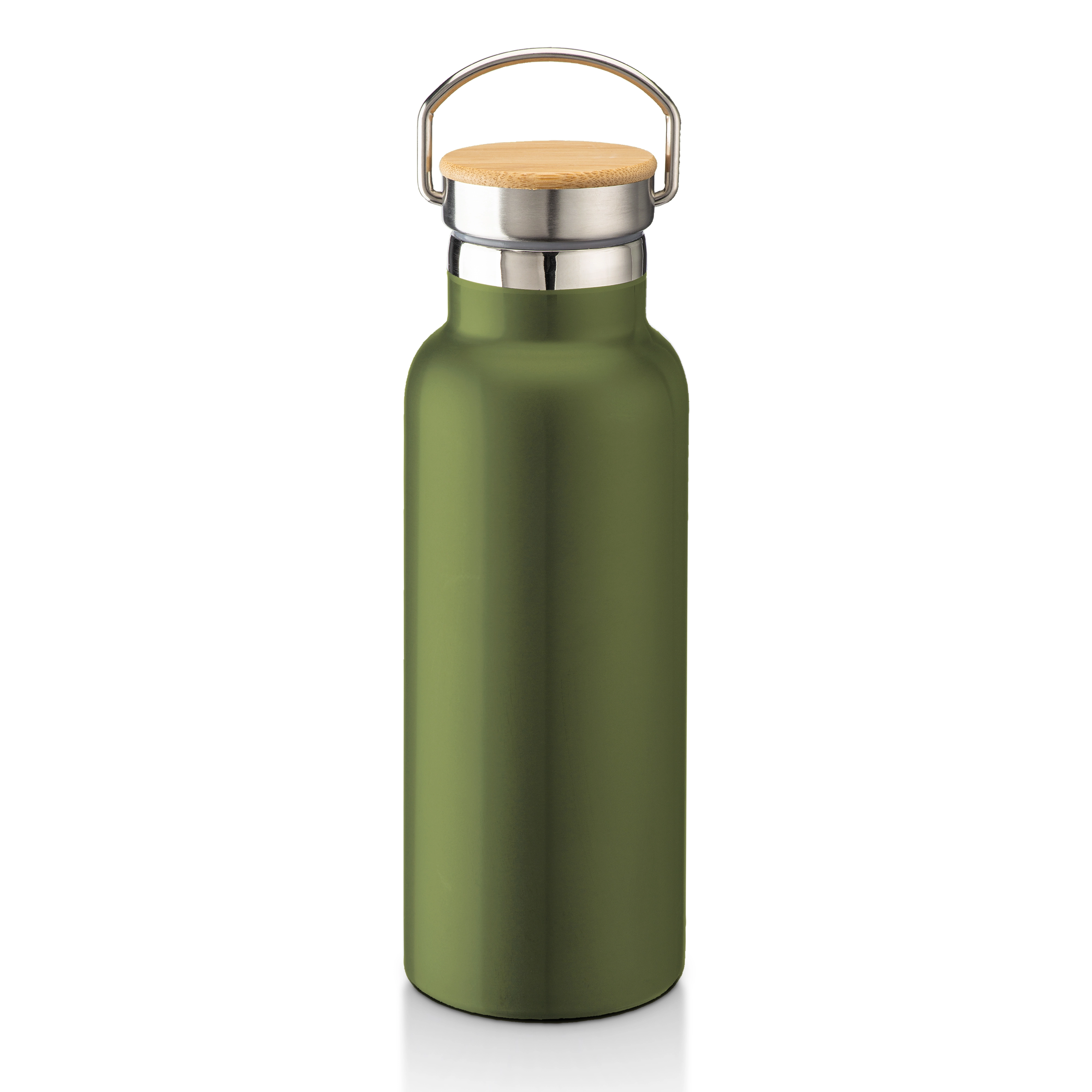 Immagine Thermos in acciaio inossidabile (500 ml) con doppia parete isolante e tappo in bambù