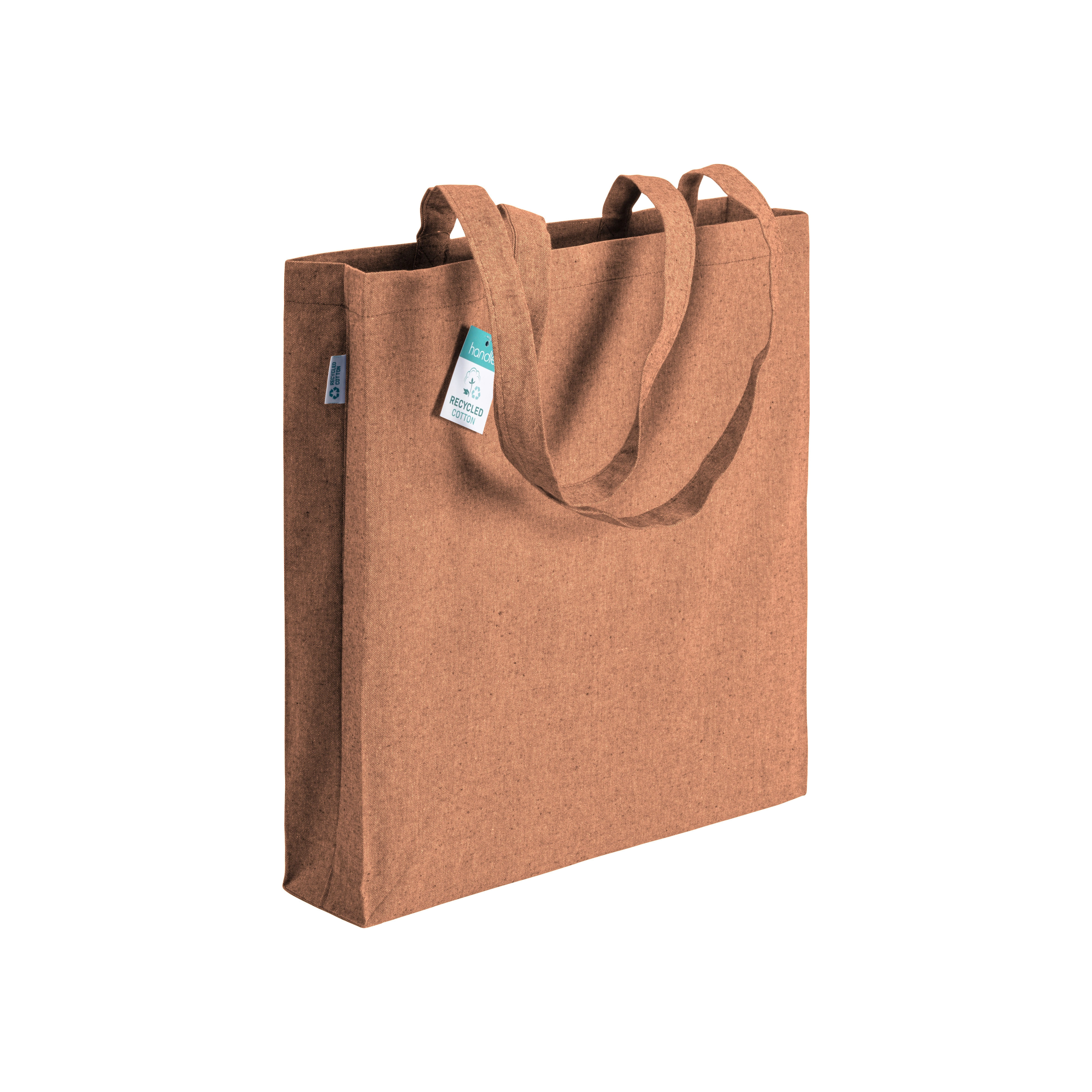 Immagine Shopper in cotone riciclato 190 g/m2, manici lunghi e soffietto