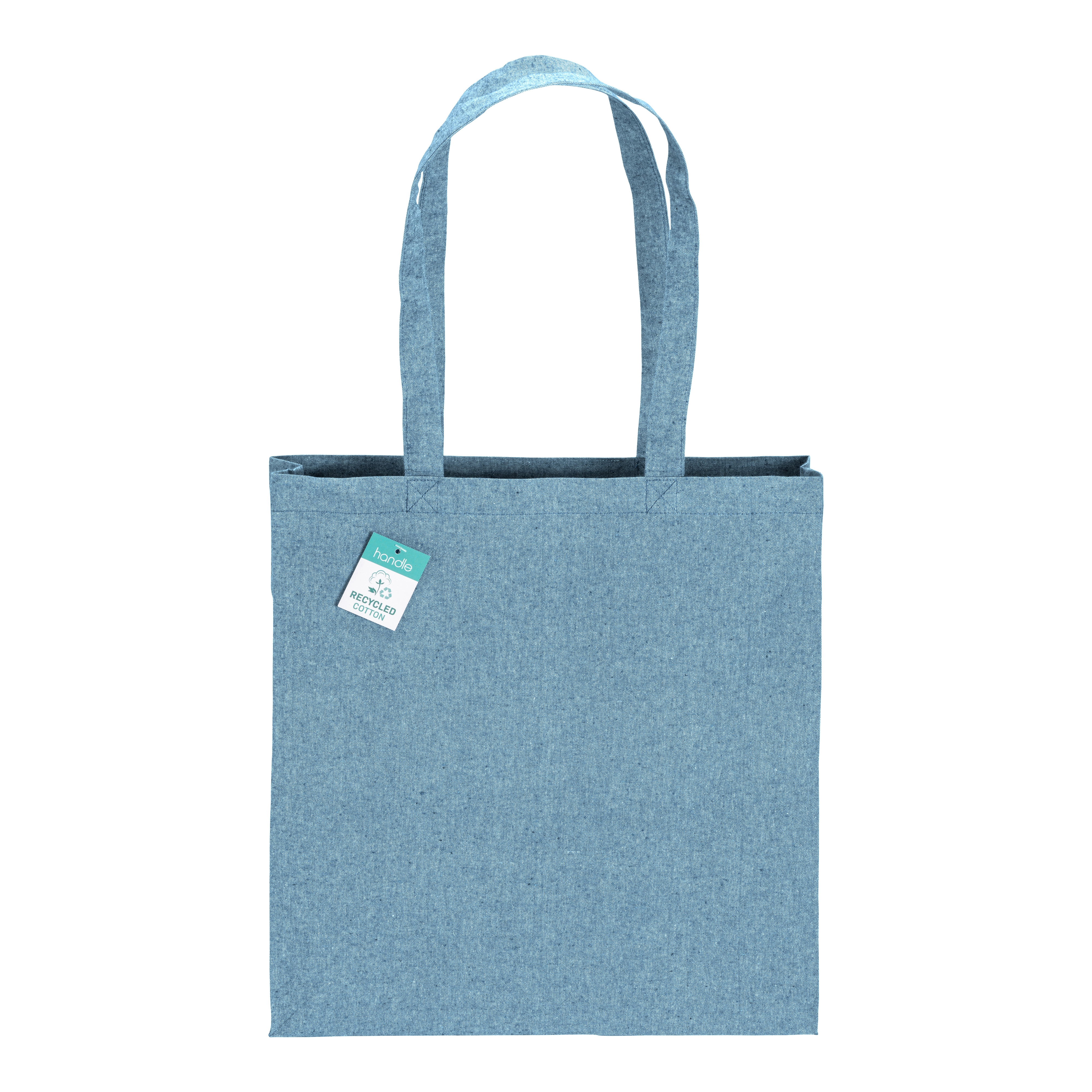 Immagine Shopper in cotone riciclato 190 g/m2, manici lunghi e soffietto
