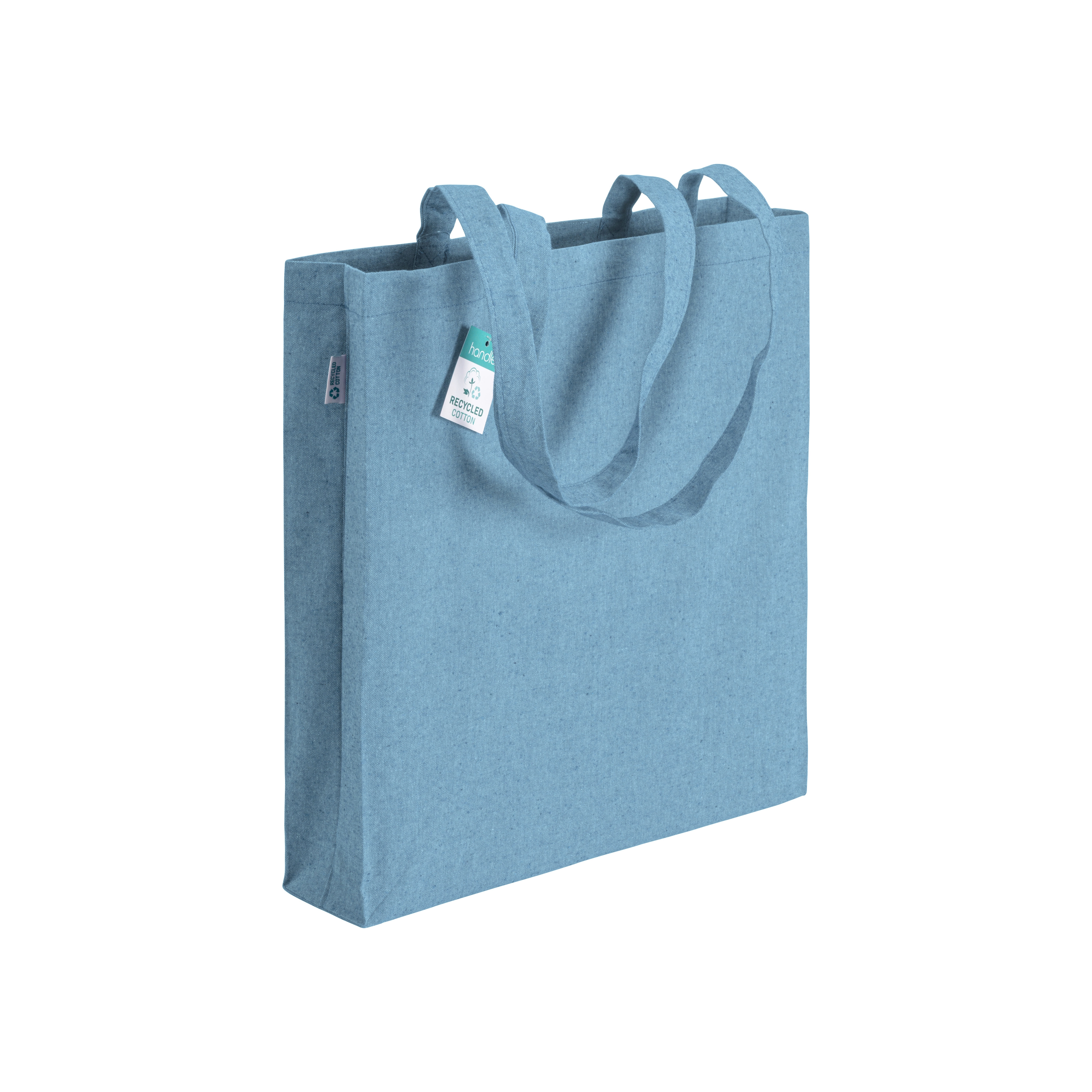 Immagine Shopper in cotone riciclato 190 g/m2, manici lunghi e soffietto
